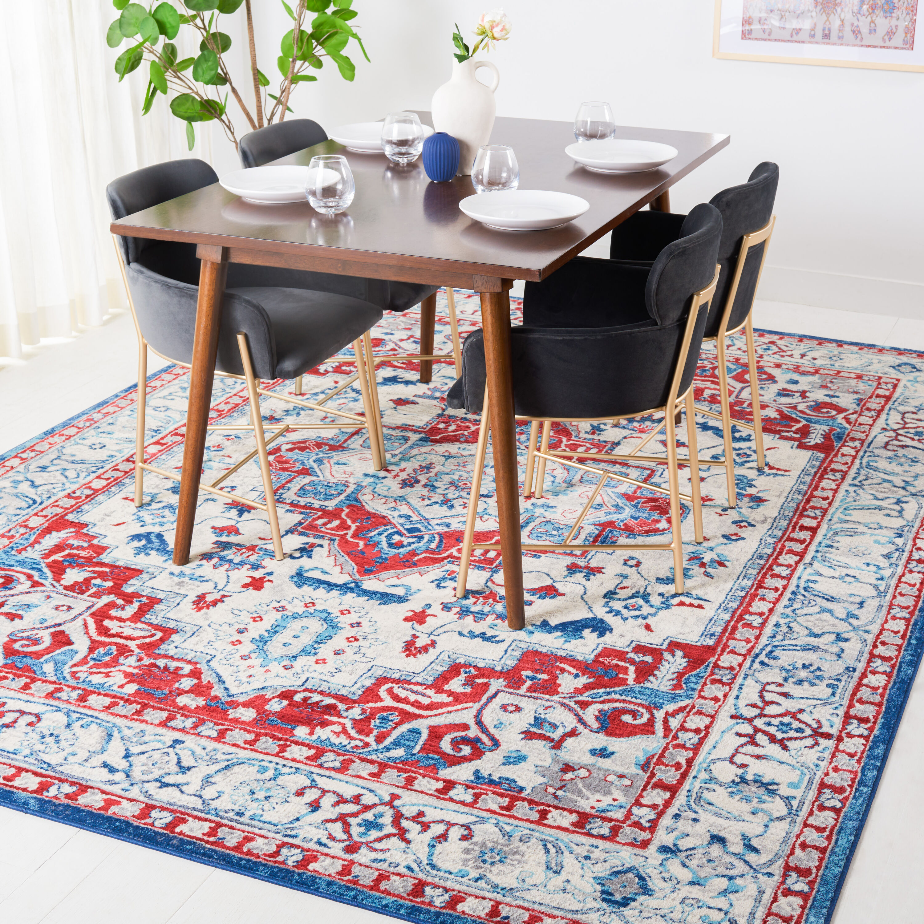 Brentwood 851B Beige/Red 6ft x 9ft Medium Rectangle Rug