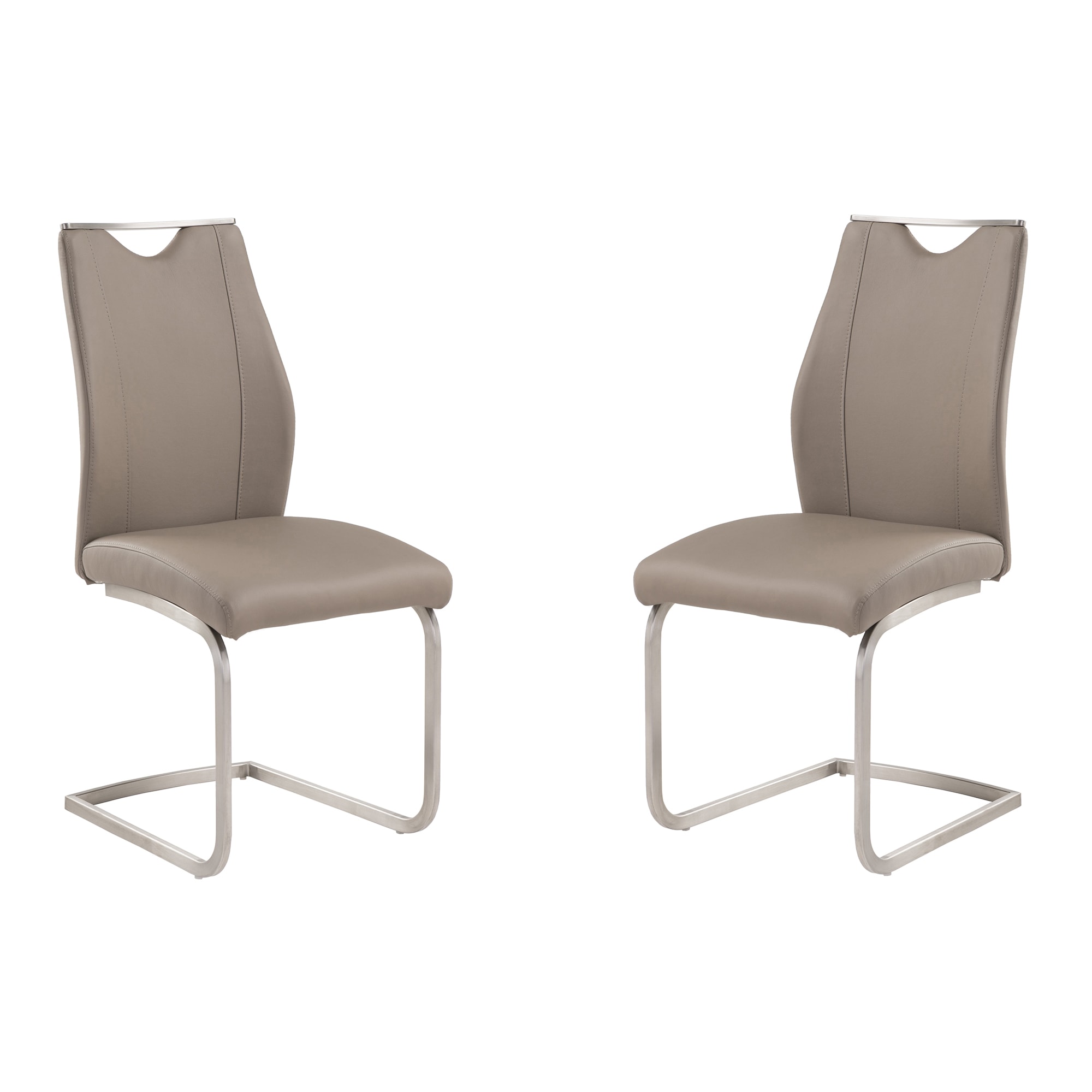 Armen Living LCBRSICF Bravo Contemporary/Modern Faux Leather Upholstered Dining Side Chair (Metal Frame)