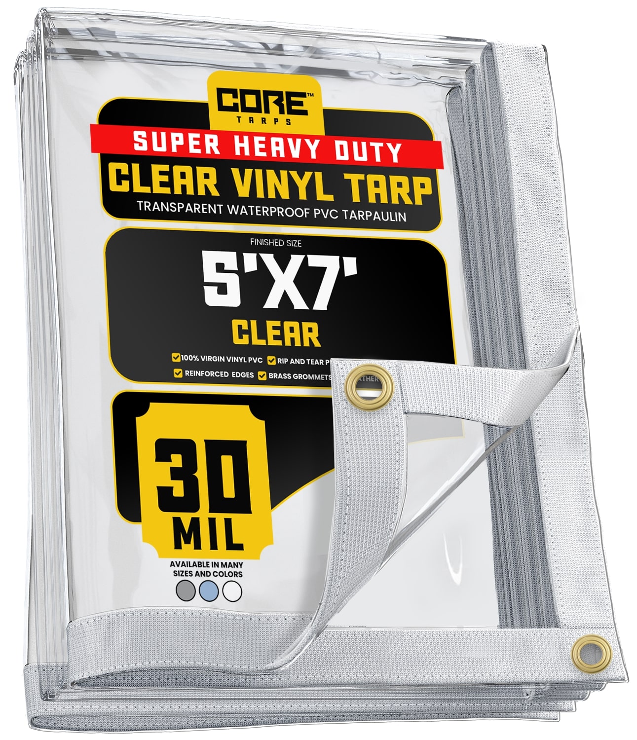 Core Tarps CT-201-5X7 5-ft x 7-ft White Commercial Vinyl 30-Mils Tarp