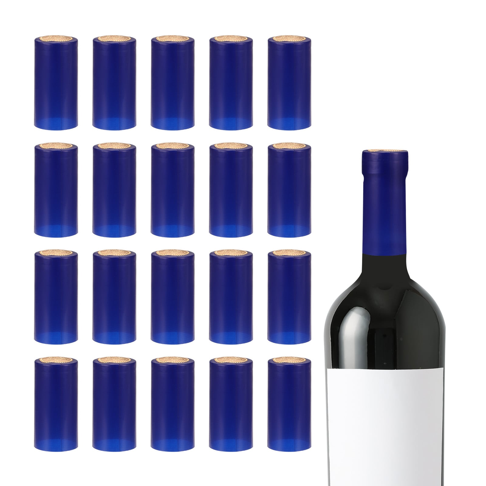 Unique Bargains 150pcs PVC Heat Shrink Capsules Wine Bottle Sealer Wine Shrink Wrap Caps for Wine Glass Bottles Wine Cellars Home 30x60mm Blue