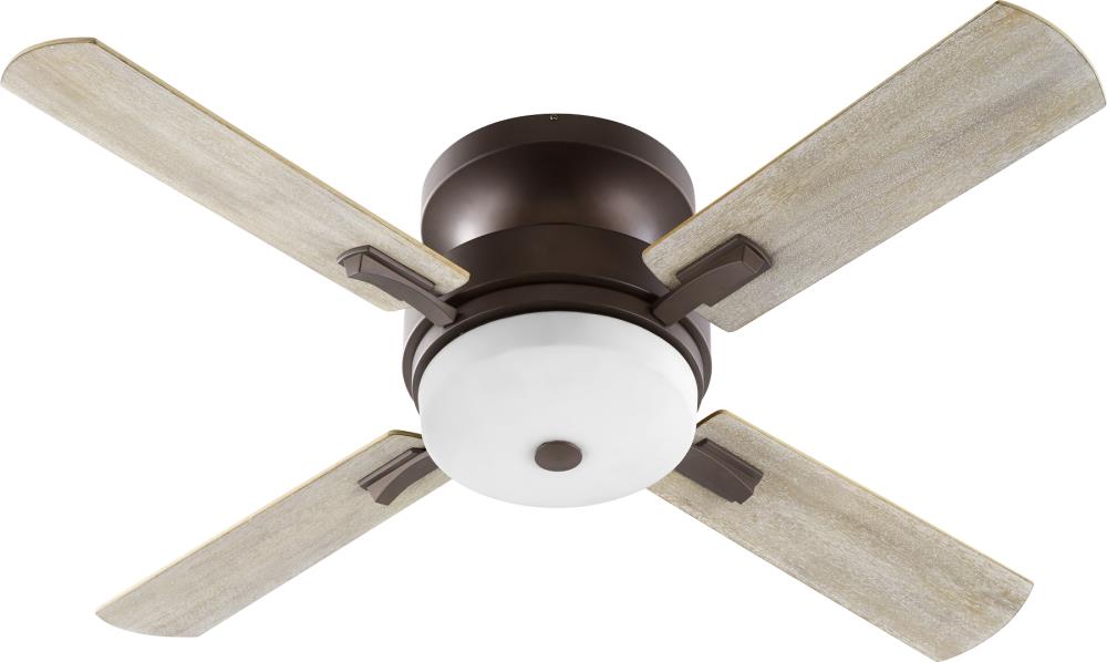 Quorum International 65524-86 Davenport 52-in Oiled Bronze Indoor Flush Mount Ceiling Fan with Light and Remote (4-Blade)
