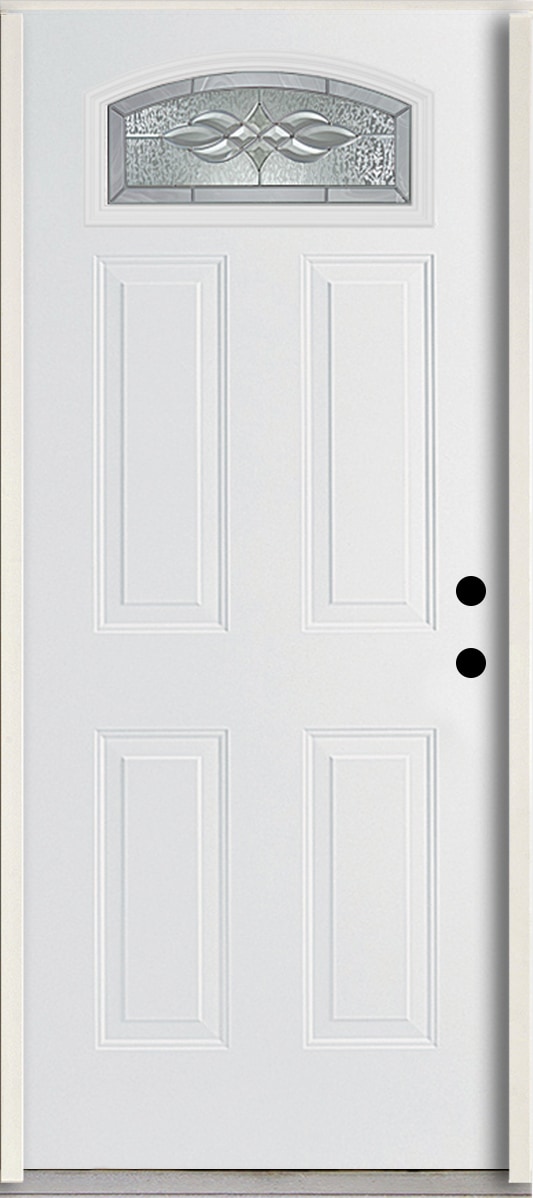 RELIABILT LO841728 Hampton 36-in x 80-in x 4-9/16-in Fiberglass 1/4 lite Left-hand inswing Modern White Painted Prehung Front Door Insulating core