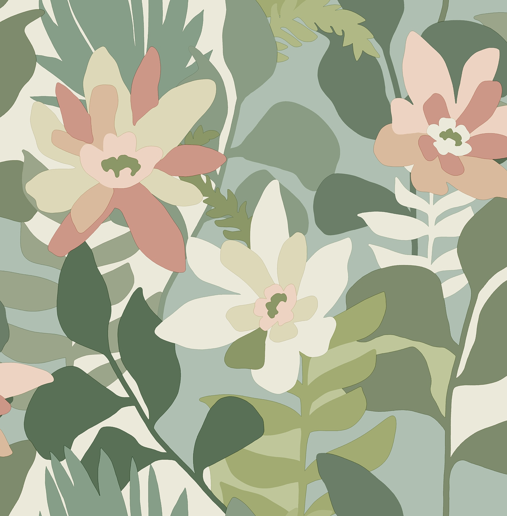 A-Street Prints 4014-26452 Seychelles 56.4-Sq. Feet Green Non-woven Ivy/Vines Unpasted Wallpaper