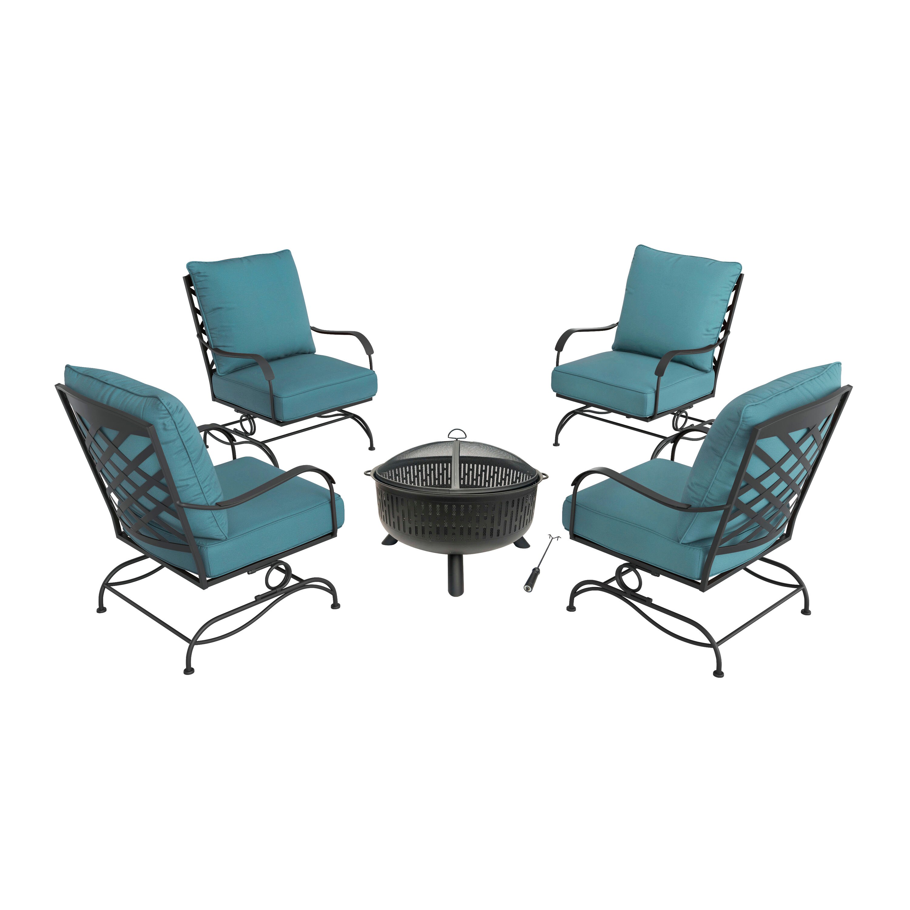 allen + roth 31.5-in W Black Steel Wood-Burning Fire Pit