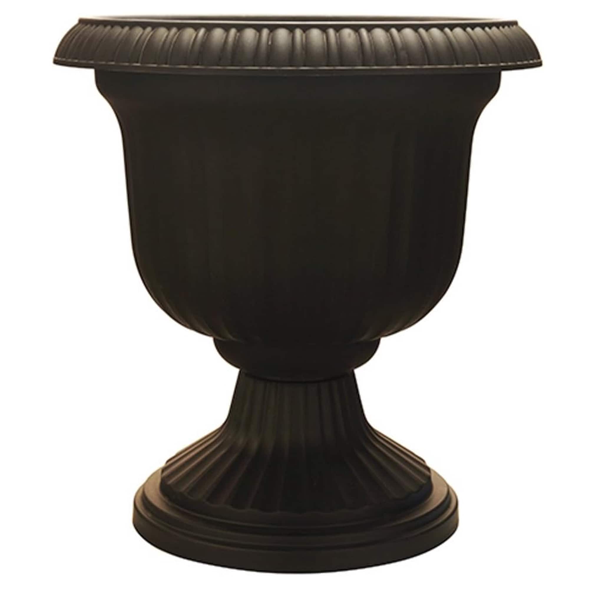 Southern Patio 320616 Urn 19-Inches W Medium Black Resin Outdoor Planter