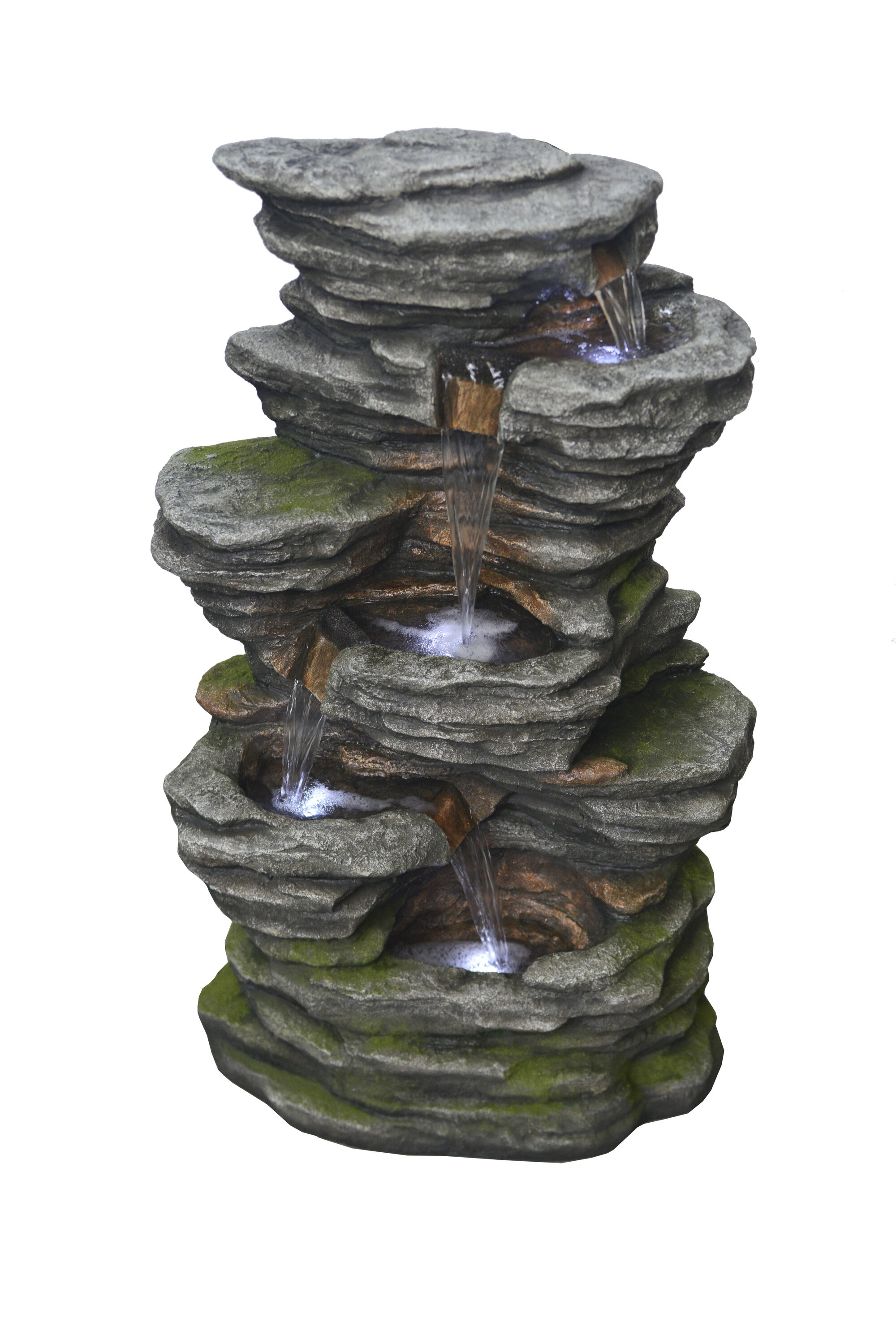 Style Selections 40.16-in H Resin Rock Waterfall Outdoor Fountain Pump ...