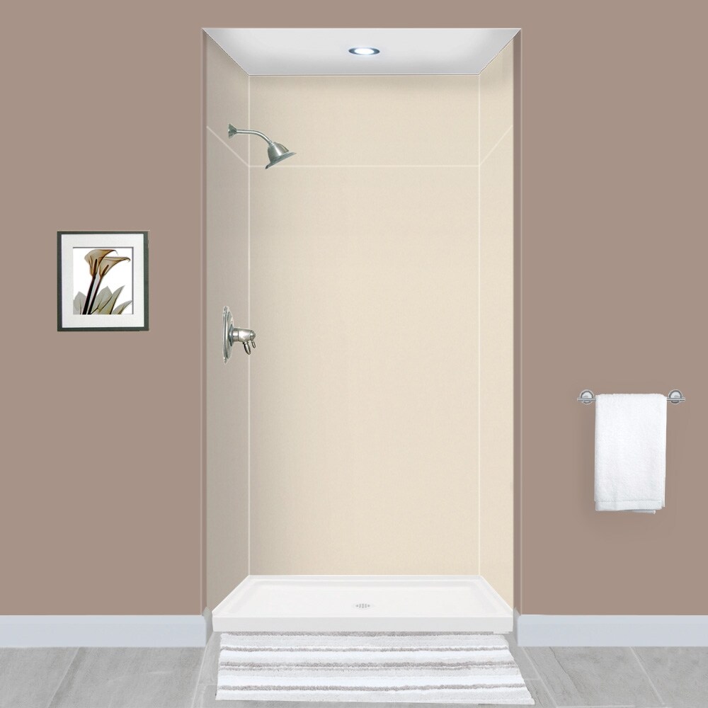 Transolid EWKX483696-38 Expressions 48-in W x 36-in D x 96-in H Bisque Glue To Wall Alcove Panel Kit