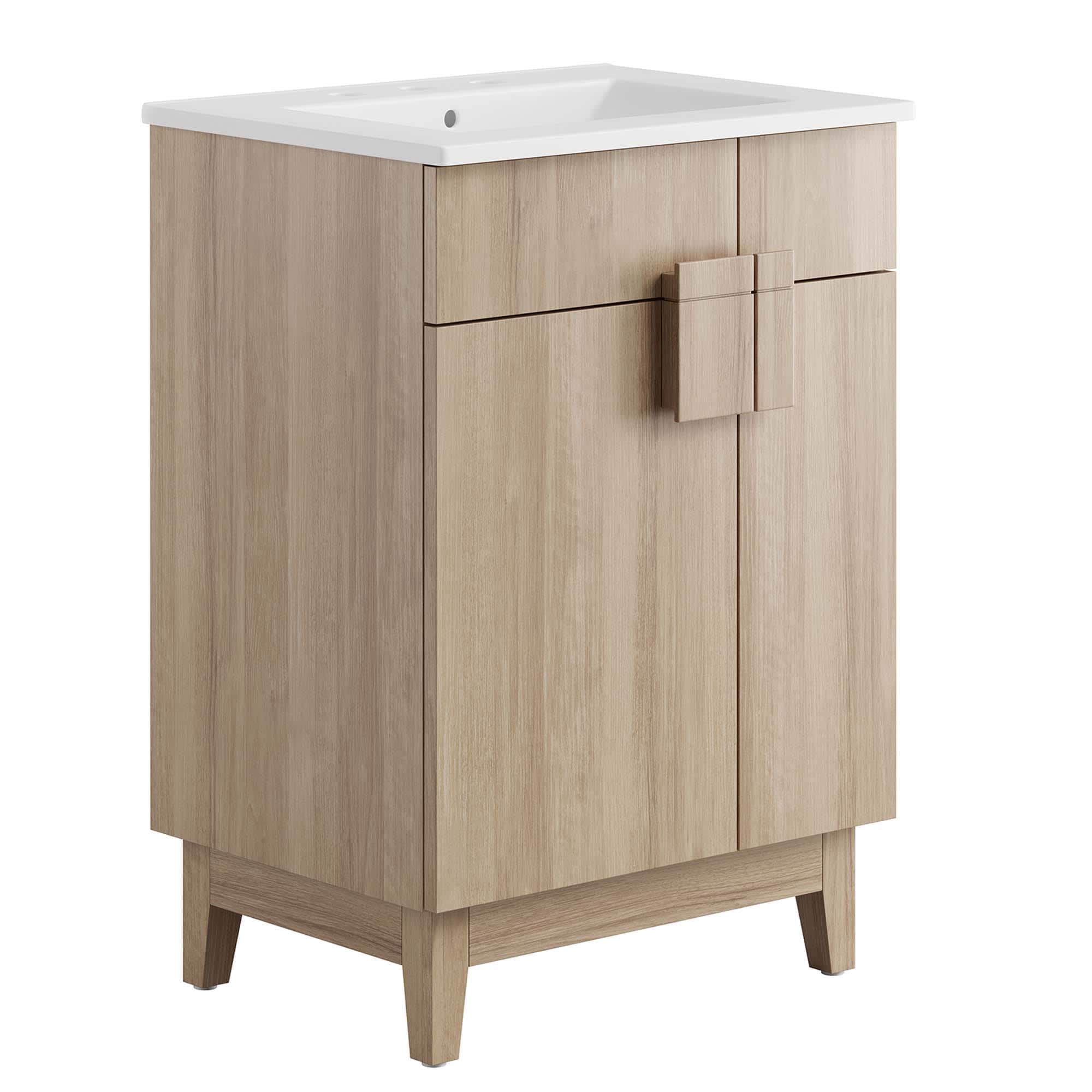 Modway  Miles 24-in Bathroom Vanity in White Oak
