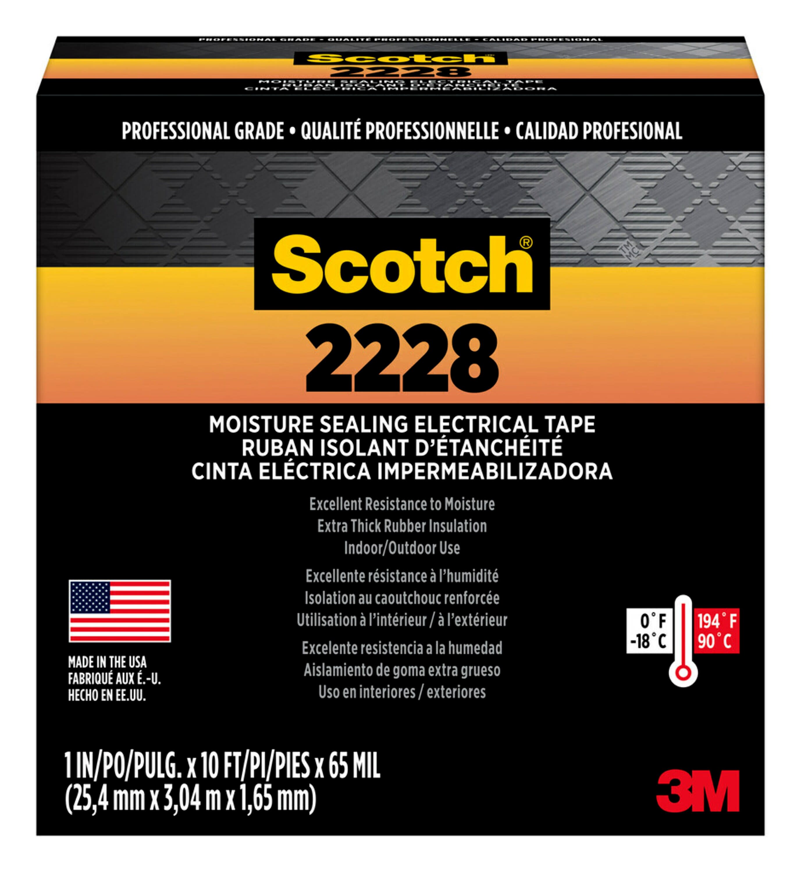 Scotch 2228 Mastic 1-in x 10-ft Rubber Electrical Tape Black in the  Electrical Tape department at