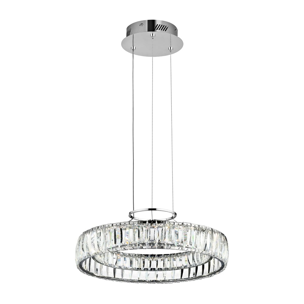 elan 83624 Annette 1 -Light Chrome Modern/contemporary Clear glass Drum Integrated LED Medium Hanging Pendant light