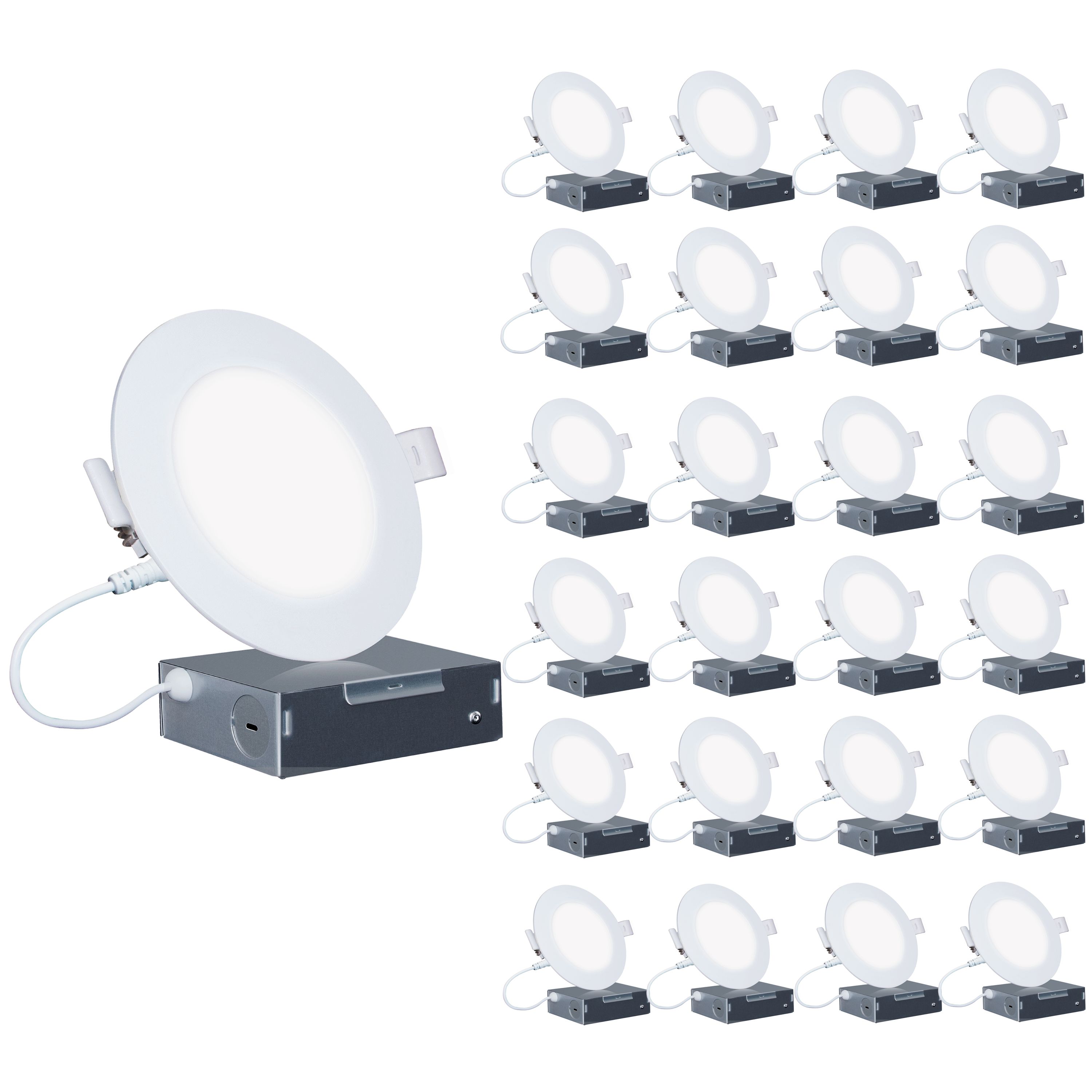 Infibrite Canless Slim Round Recessed 24-Pack 6-in LED Remodel or New  Construction White Airtight Ic Baffle Canless Recessed Light Kit in the Recessed  Light Kits department at