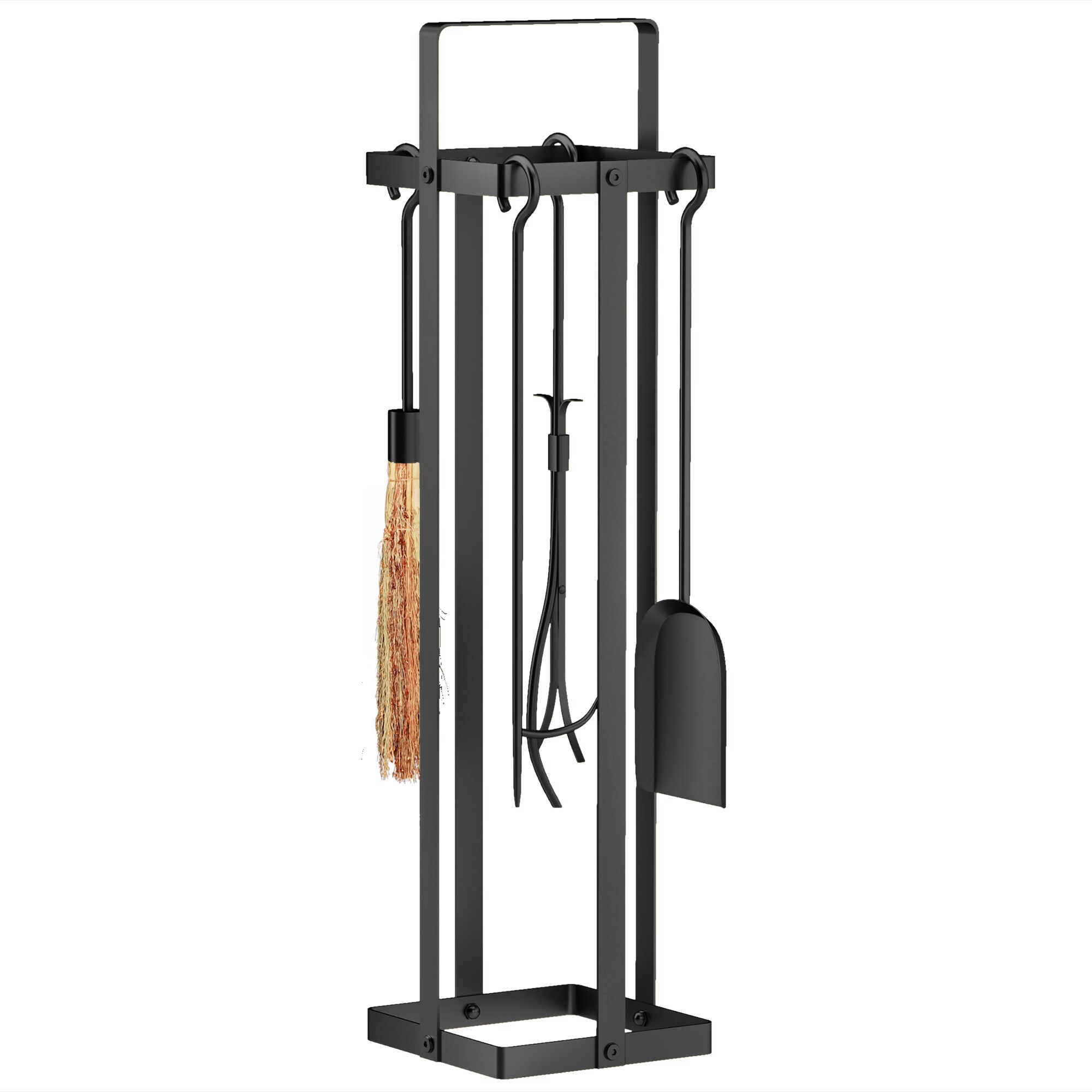 LOVMOR Outsunny 5 Piece Fireplace Tools Set Heavy Duty Metal Black
