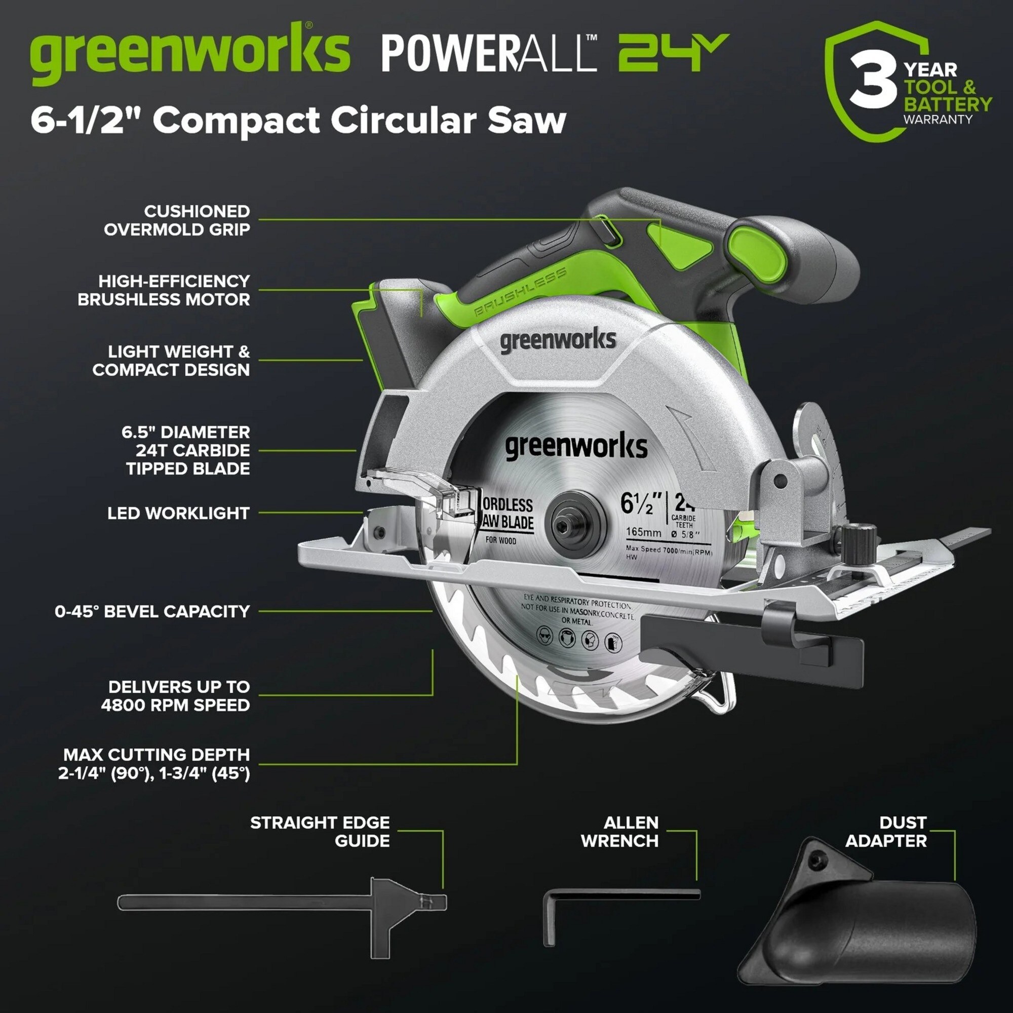 Greenworks 24-volt 2 -Tool Brushless Power Tool Combo Kit with