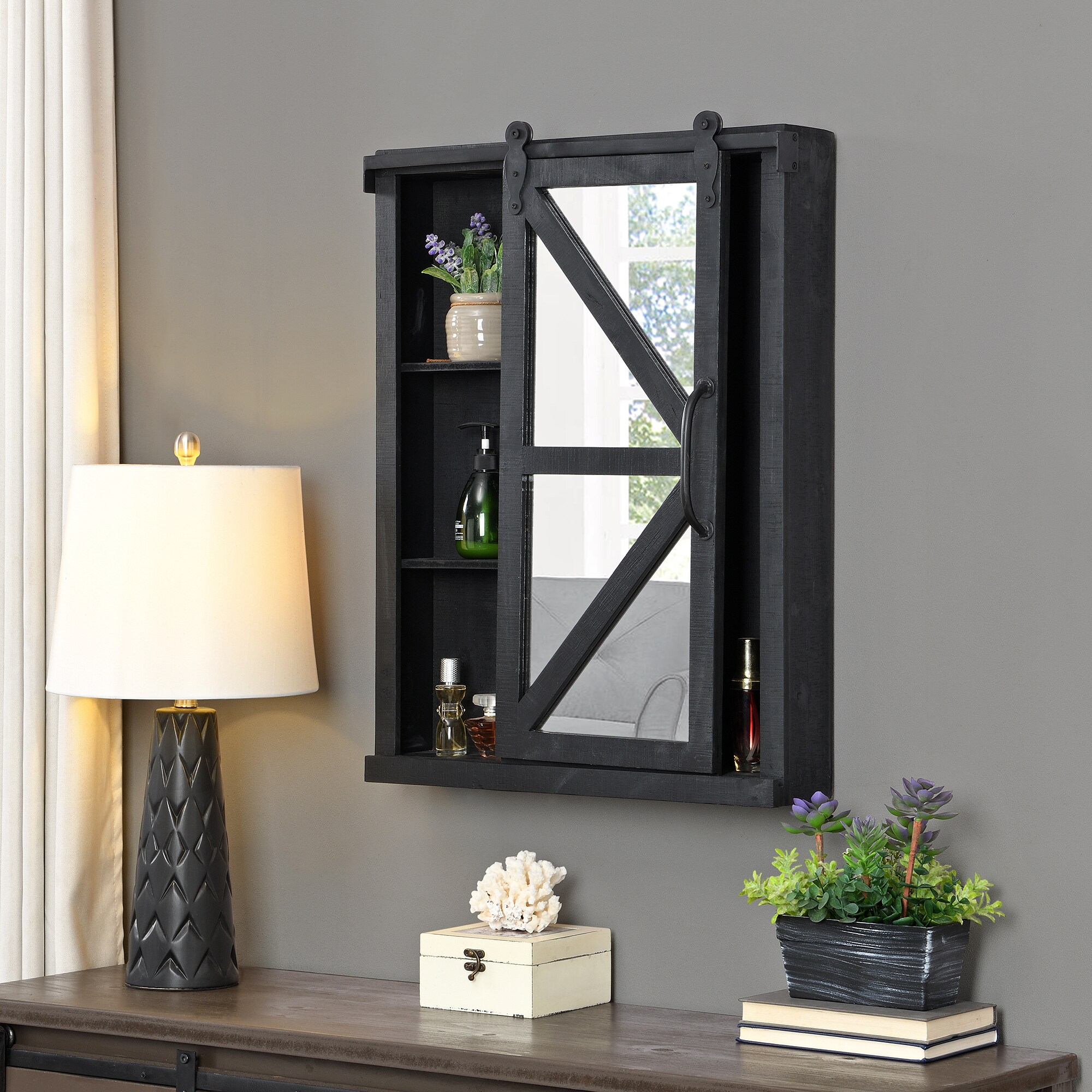 FirsTime 21-in W x 28-in H Square Black Framed Frameless Wall Mirror at ...