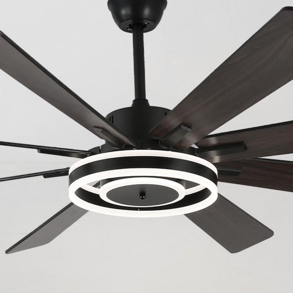 Oaks Decor DC7202-B Belcarra 72-in Color-Changing Integrated LED Matte Black with Polished Blades Ceiling Fan With Light and Remote ( 8 -Blade )
