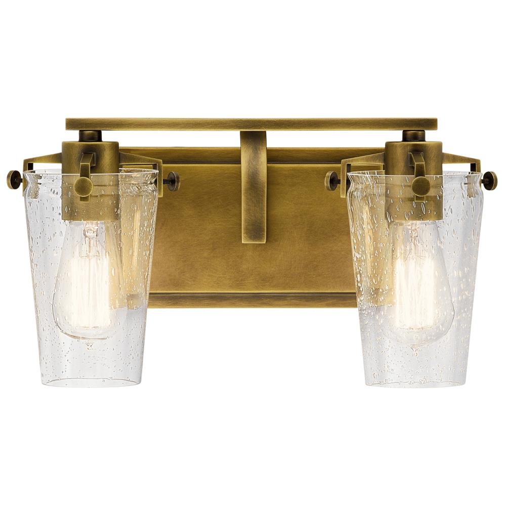 Kichler Alton 2-Light Natural Brass Industrial Vanity Light at Lowes.com