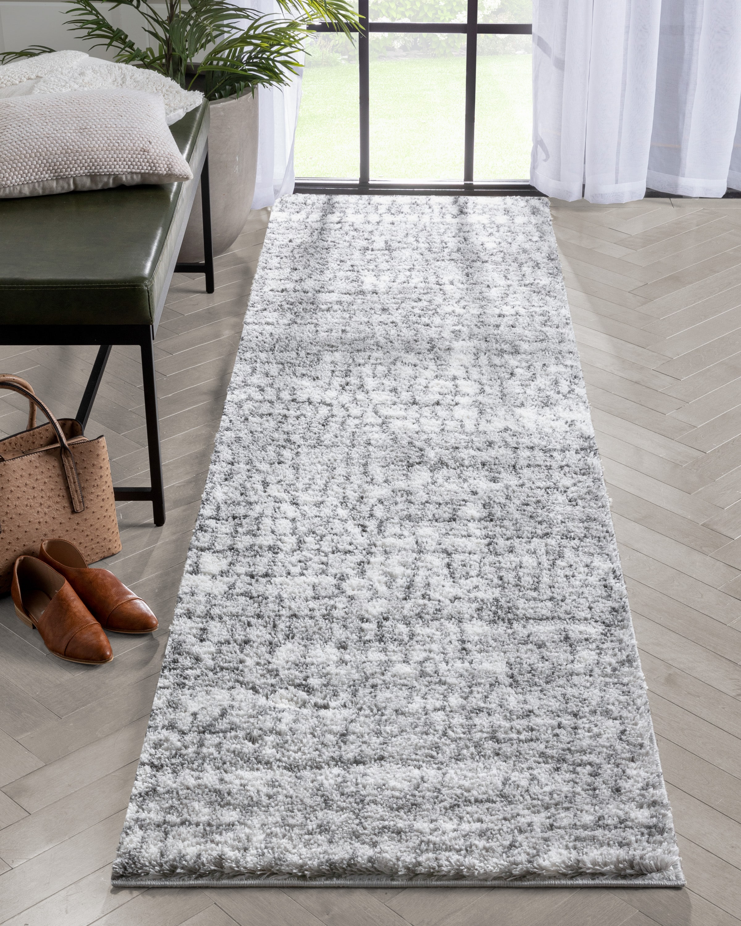 Well Woven CE-62-2L Celeste 2 x 9 (ft) Loomed Polyester Ivory Rectangular Indoor Geometric Mid-Century Modern Runner rug