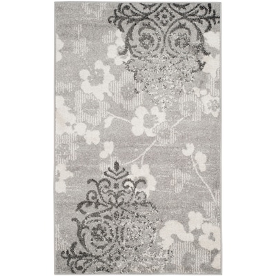 Safavieh Adirondack Serene 3 x 5 Silver/Ivory Indoor Damask Coastal Throw Rug Safavieh Adirondack Serene 3 x 5 Silver/Ivory Indoor Damask Coastal Throw Rug