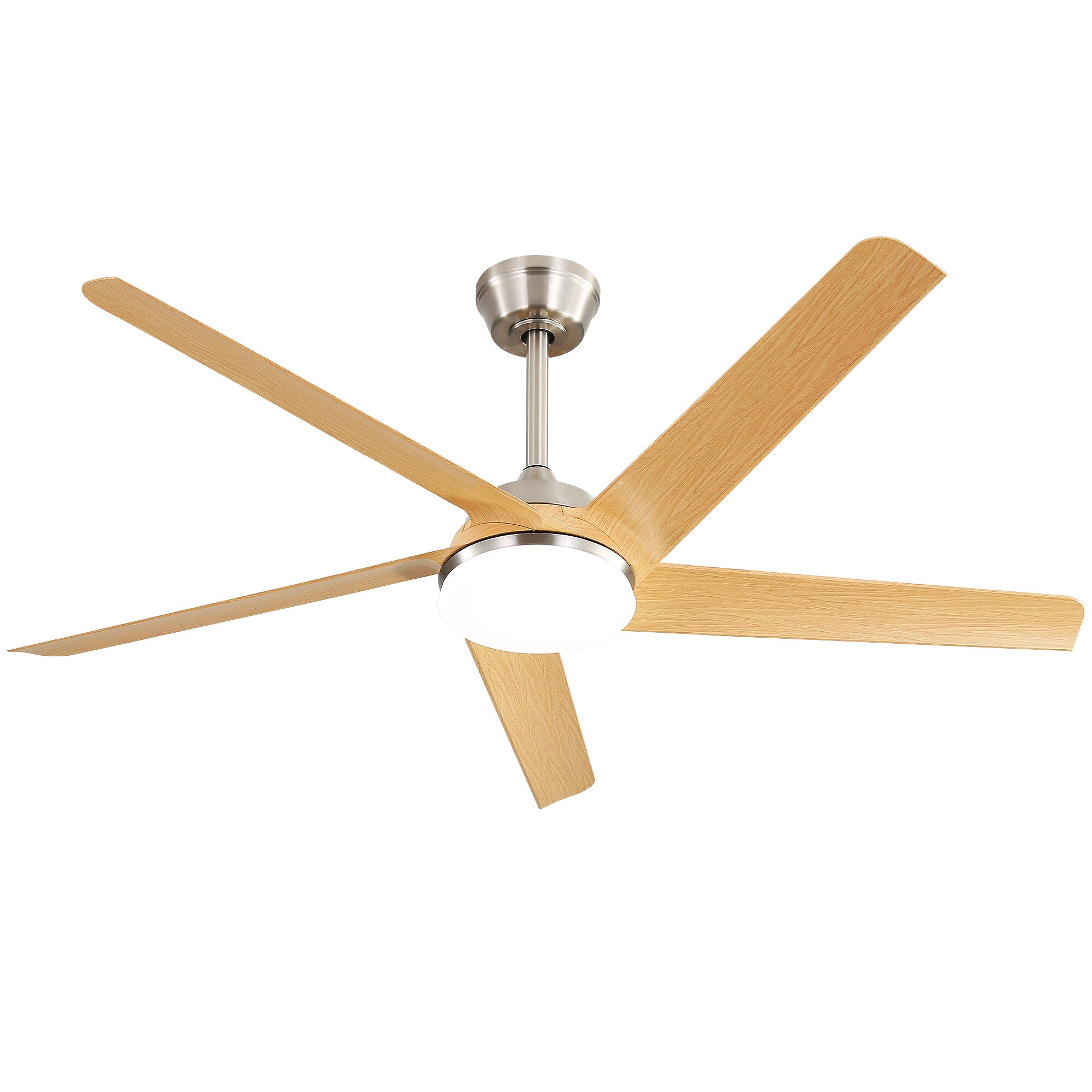 SINOFURN SYB570015GD 52-in Color-Changing Integrated LED Outdoor Nickel with Finished Blades Ceiling Fan With Light - Remote Included ( 5 -Blade )