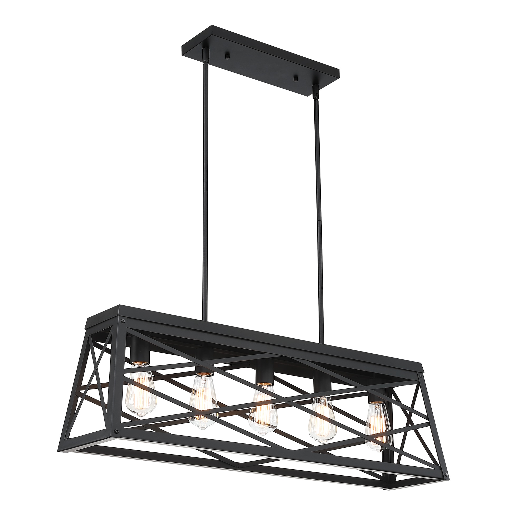 Hukoro F52305-11I 5 -Light Black Industrial Square Large Hanging Pendant light