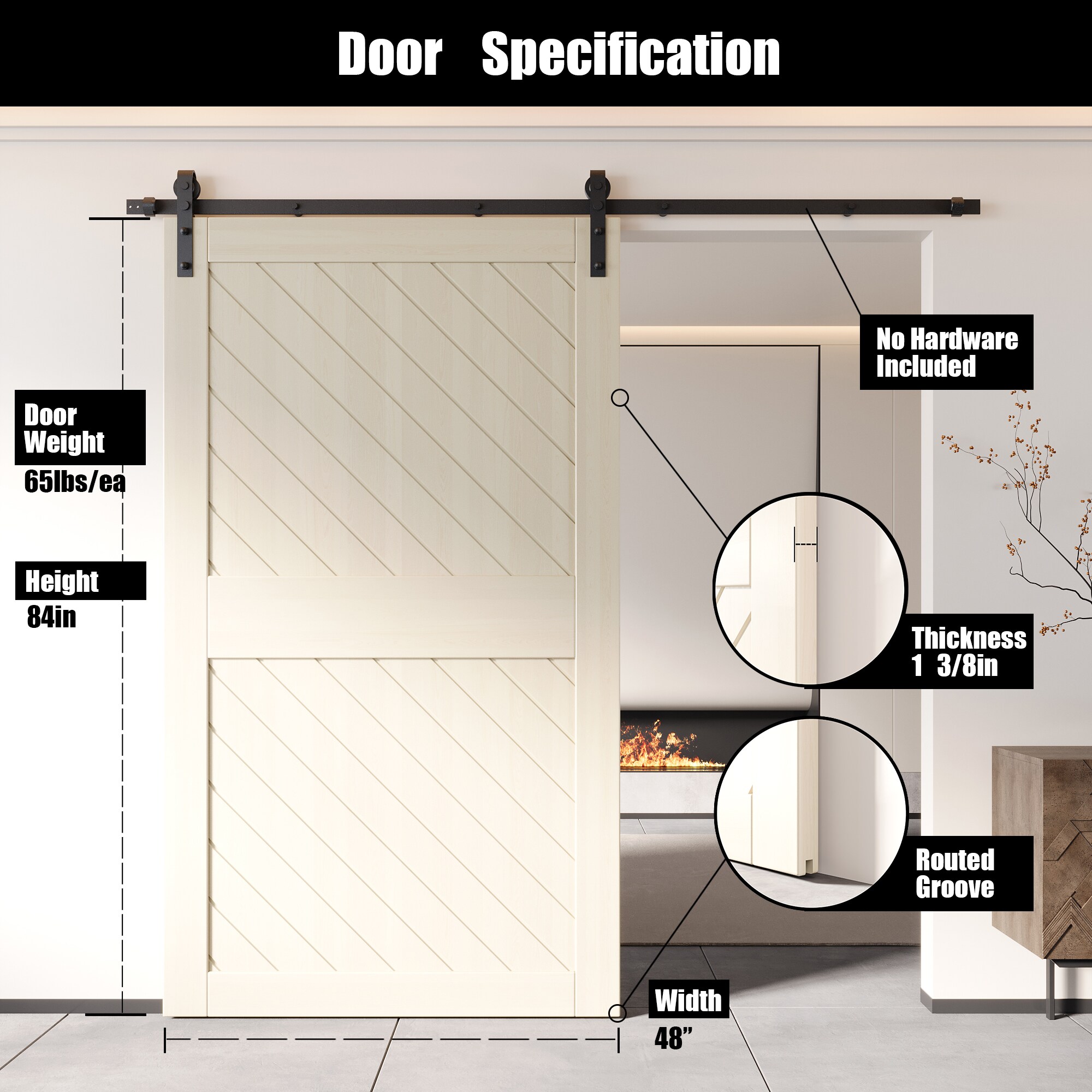 HOMACER XT2-4884-TG Barn-Doors - View #2