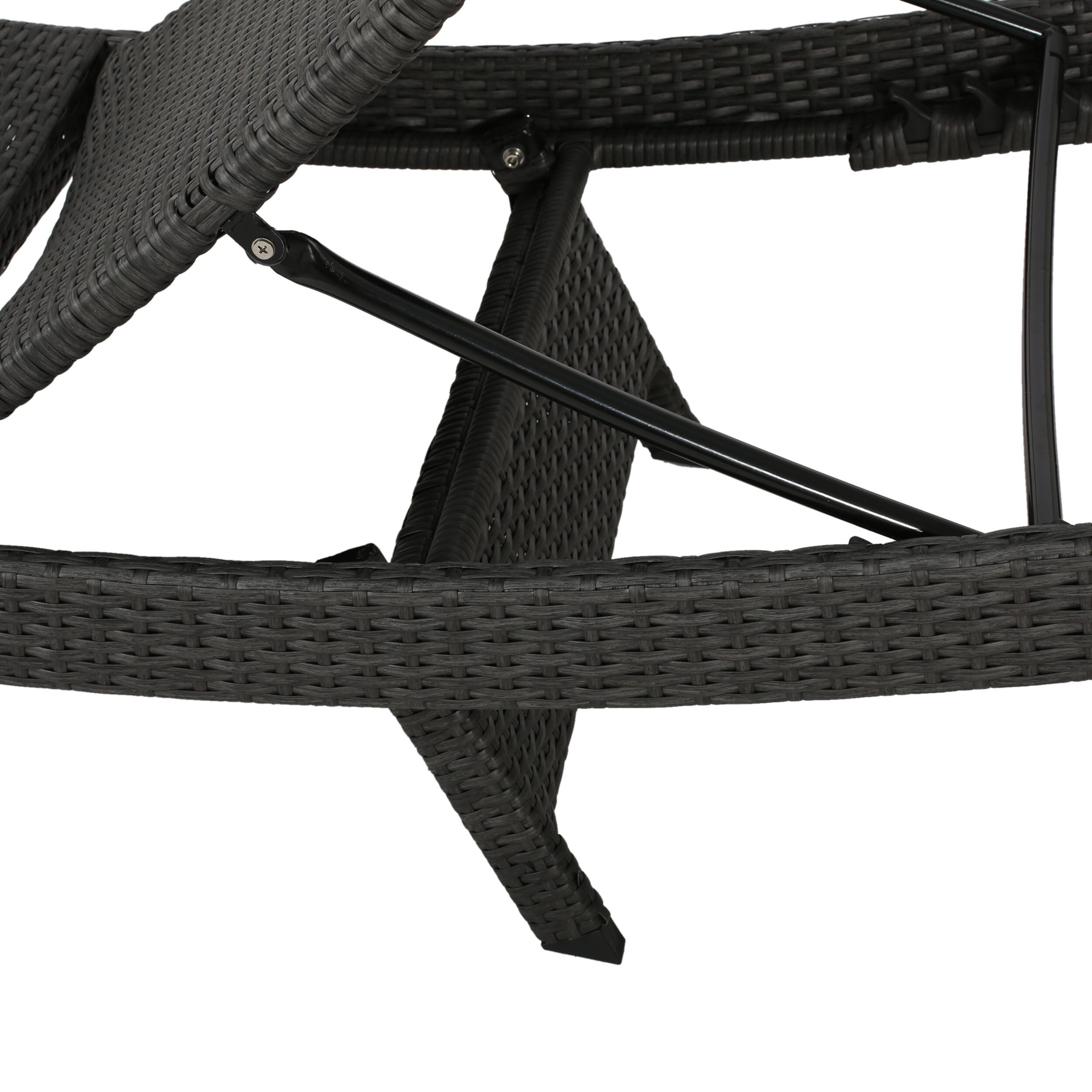 Gray Wicker Adjustable Outdoor Chaise Lounge with Iron Frame