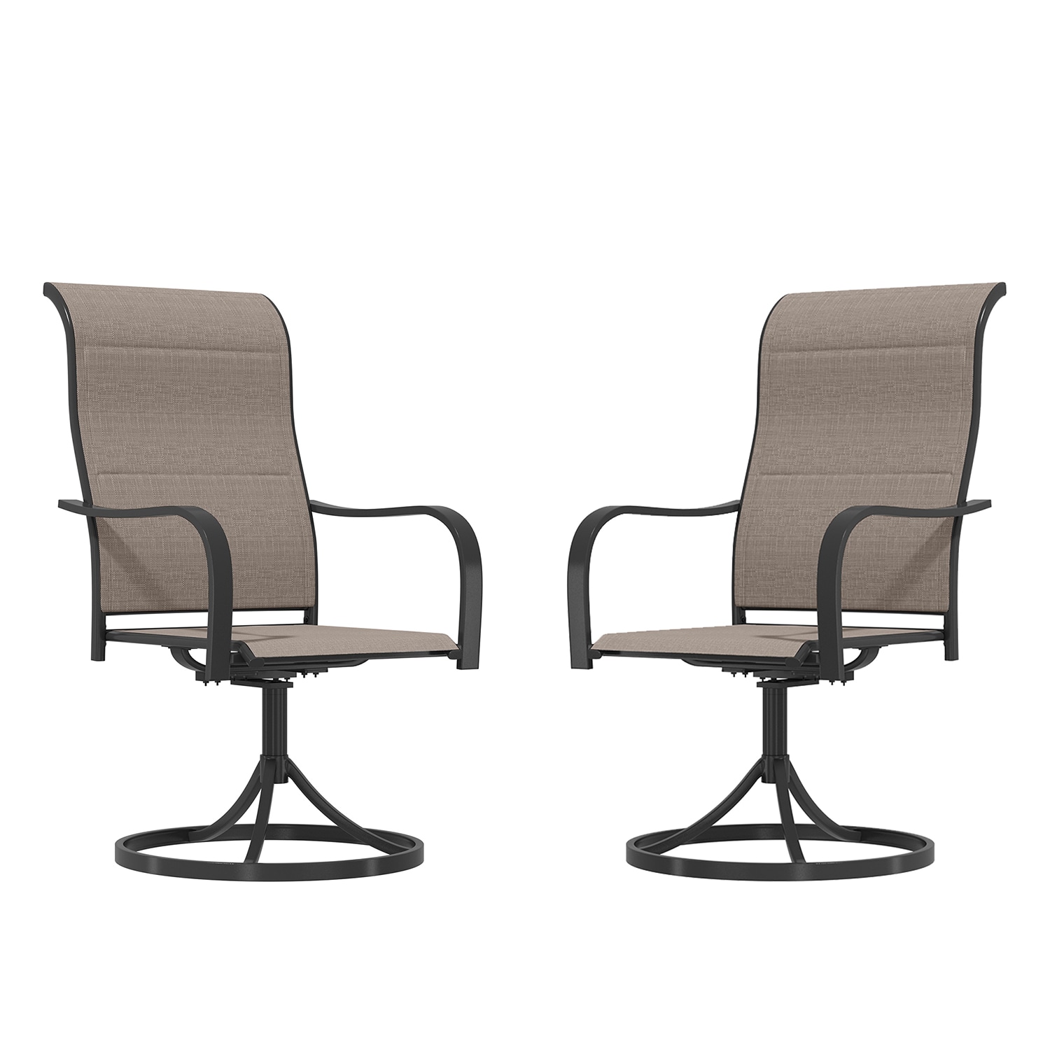 Dimakai DK-FCS5607 Set of 2 Woven Brown Aluminum Frame Swivel Dining Chair with Brown Woven Seat