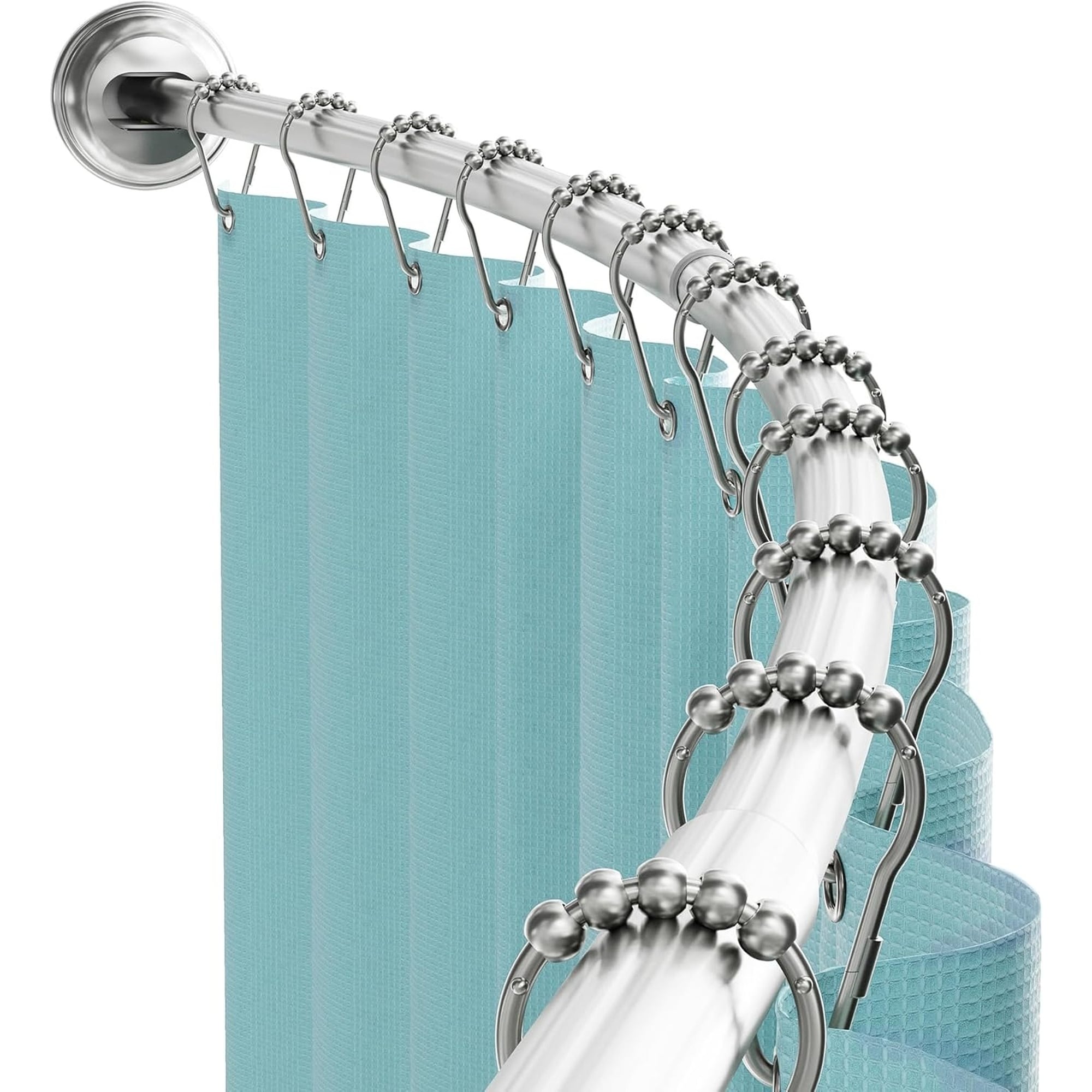 Numhew 50in to 72in L Adjustable Curved Satin Nickel Shower Rod