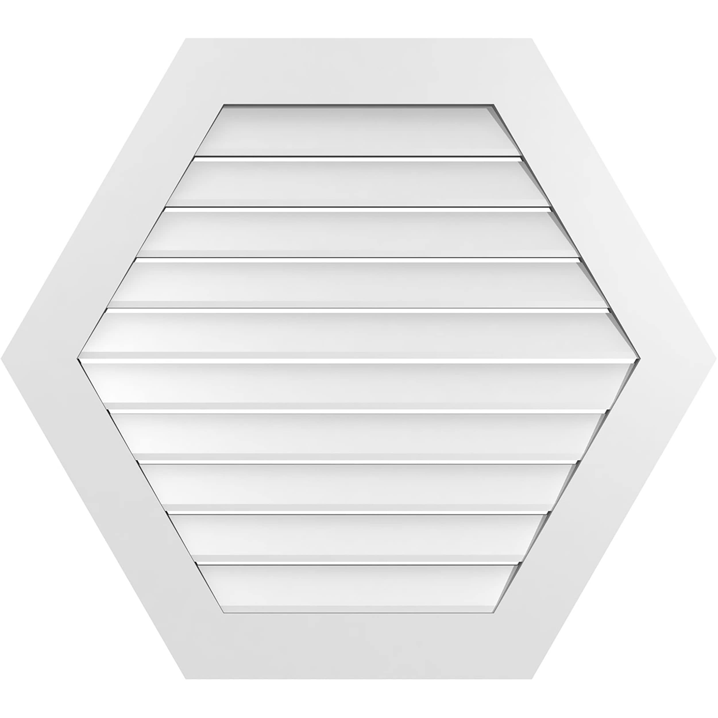 Ekena Millwork GVPHP38X3401SF 38-Inches x 34-Inches Off-white Peaked PVC Gable Louver Vent