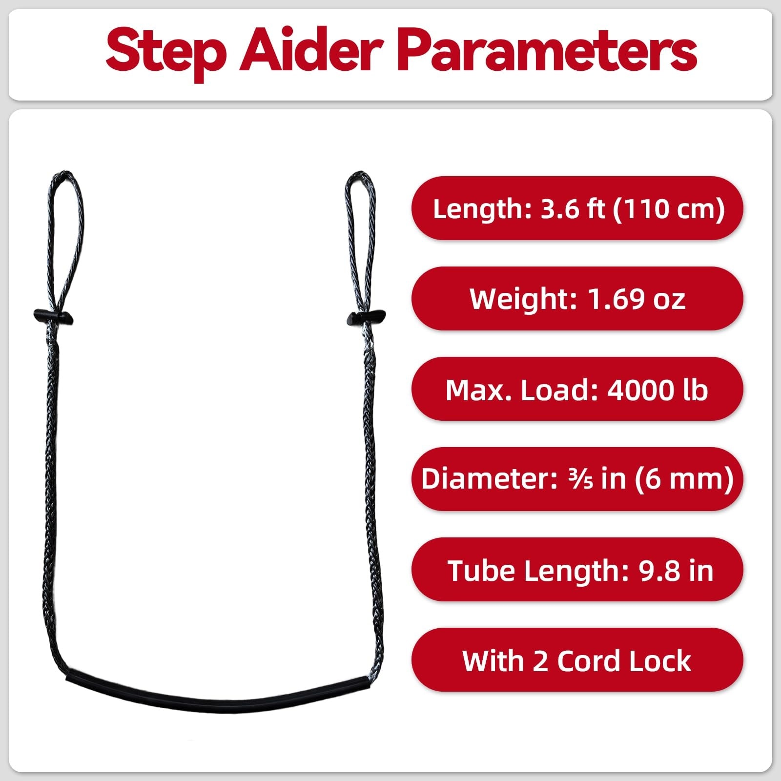 Etokfoks  Climbing Stick Aider 1 Pack 4000 lb Load Capacity 12 Strand UHMWPE Fiber 9 8 in Non Slip Tread