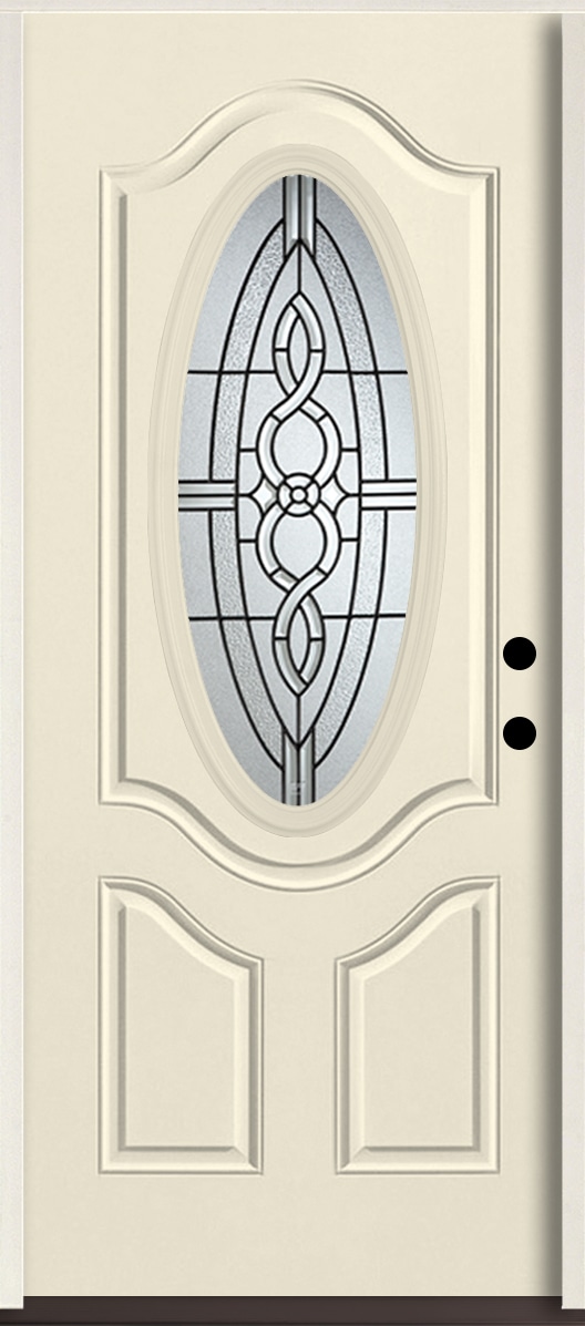 American Building Supply LO963484 Calista 36-in x 80-in x 4-5/8-in Fiberglass Oval lite Left-hand inswing Bisque Paint Painted Prehung Front Door Insulating core