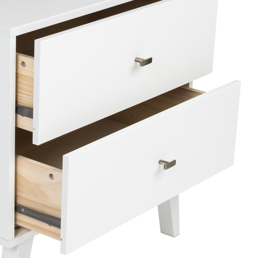 2-Drawer White Nightstands Side Table Bedside Table 18.9 in. H x 15.7 in. W  x 11.6 in. D