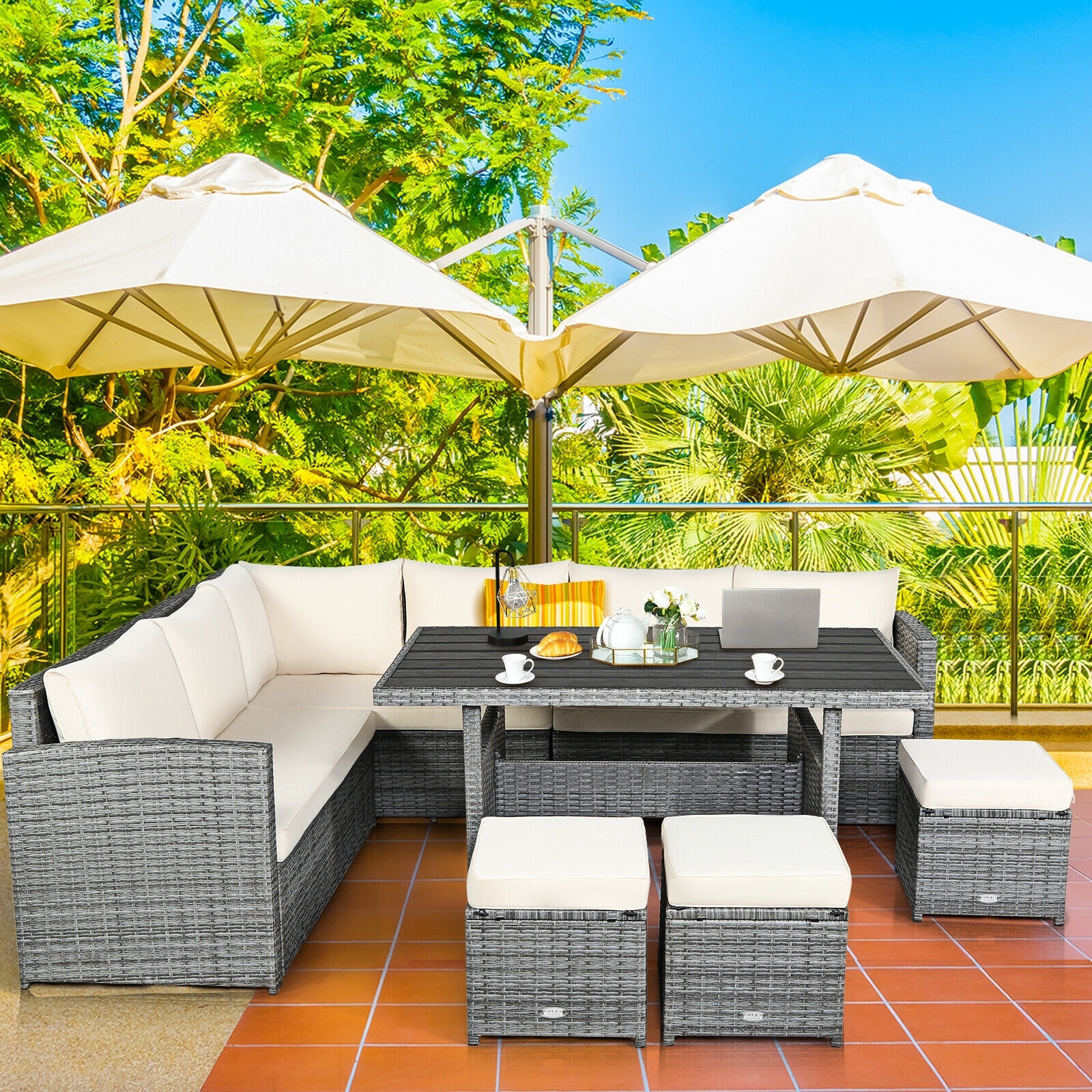 Outdoor Waterproof Furniture Set Covers  Garden Patio Rattan Table Sofa Parasol 