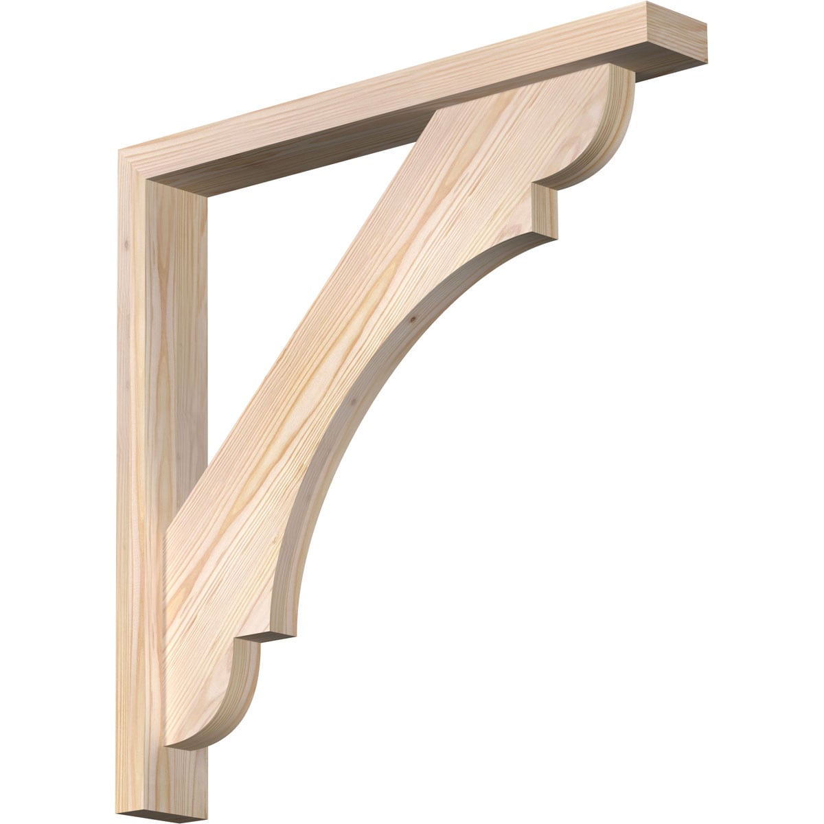 Ekena Millwork 1463726 Olympic Block Smooth Bracket with Offset Brace Douglas Fir Wood Standard Bracket