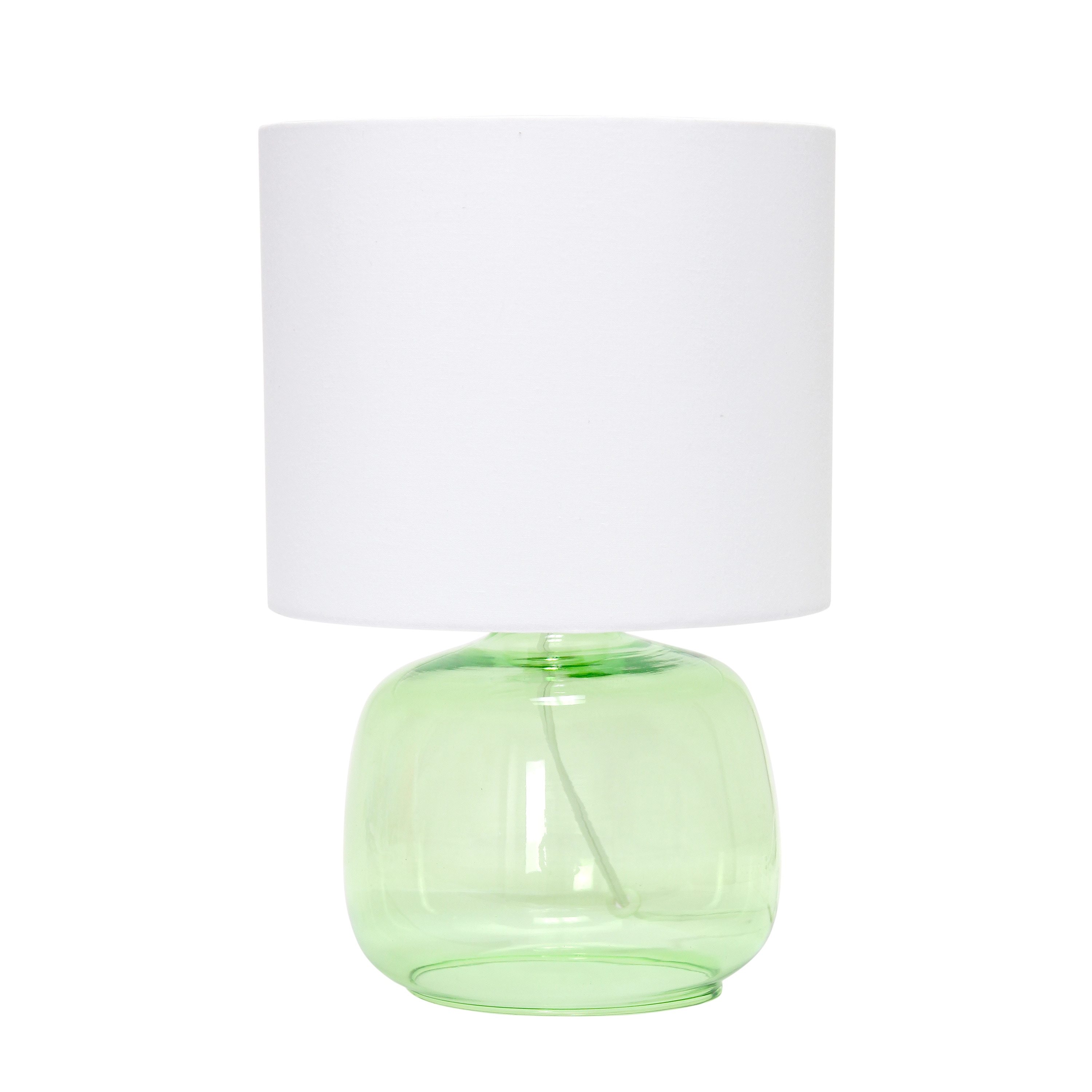 Simple Designs LT2064-GRW 13.75-in Green + White LED On/Off switch Table Lamp with Fabric Shade