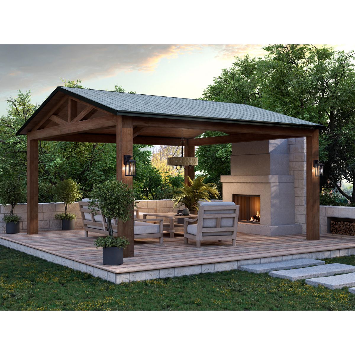 Pembroke Matte Black Outdoor Chandelier with Mocha Rattan and Seeded Glass