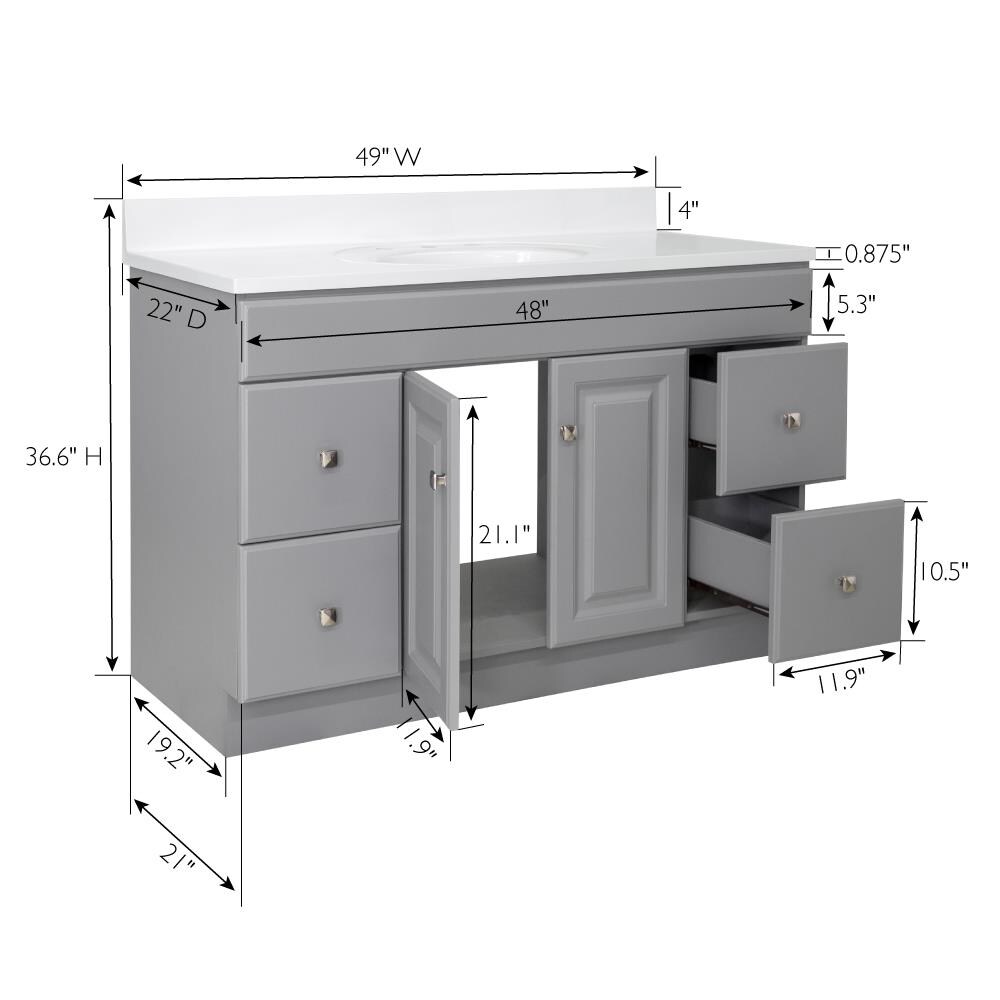 Design House Wyndham 48-in Gray Single Sink Bathroom Vanity with Solid ...