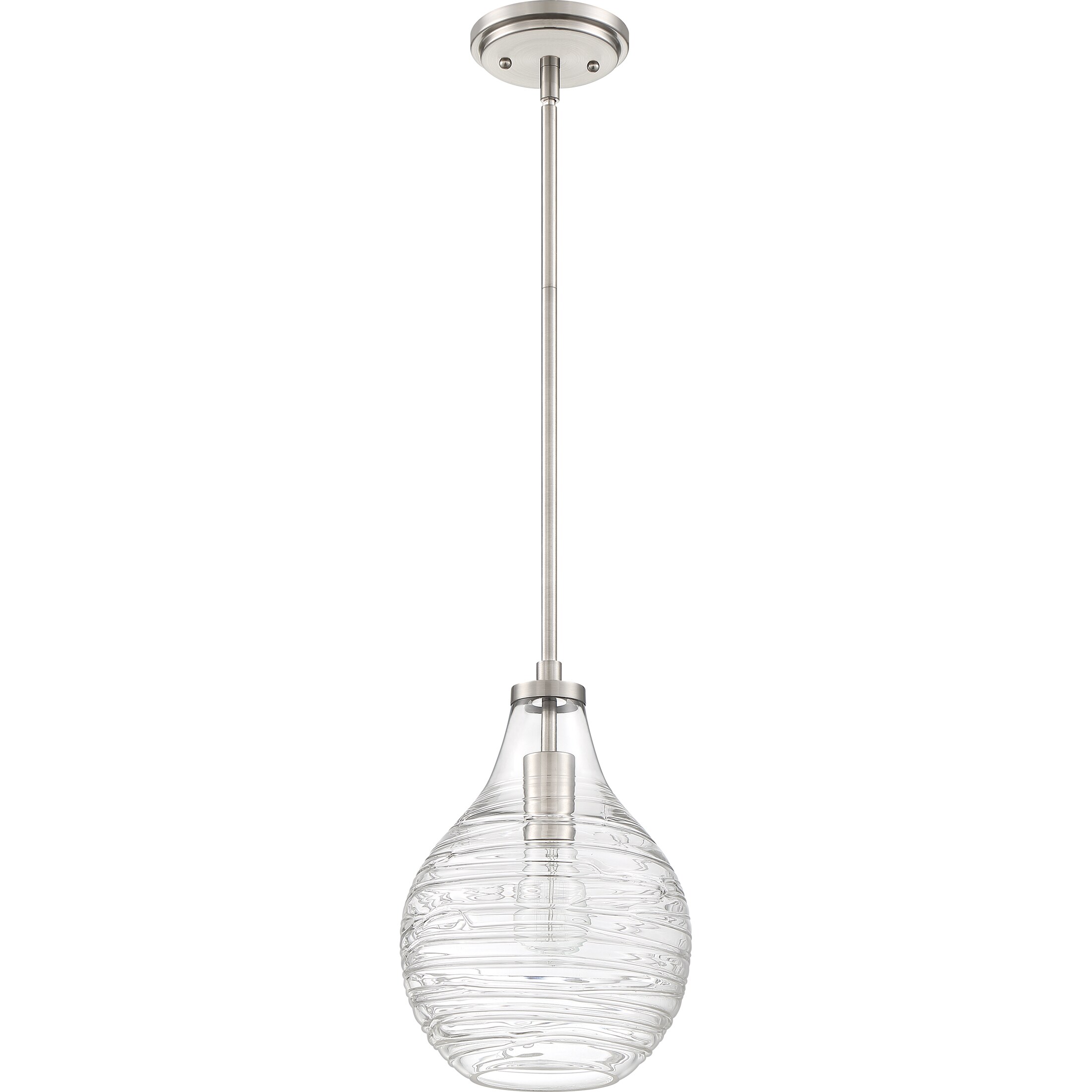 Genie Brushed Nickel Mini Pendant with Clear Glass Shade