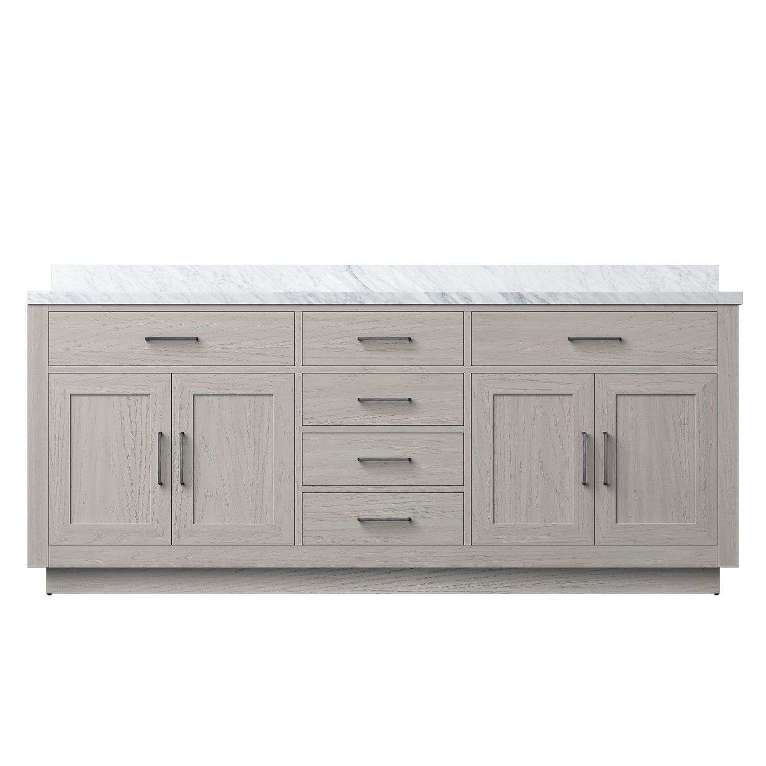Lexora LVGI80DM100 Gilroy 80-in White Oak Undermount Double Sink Bathroom Vanity with White Carrara Marble Top