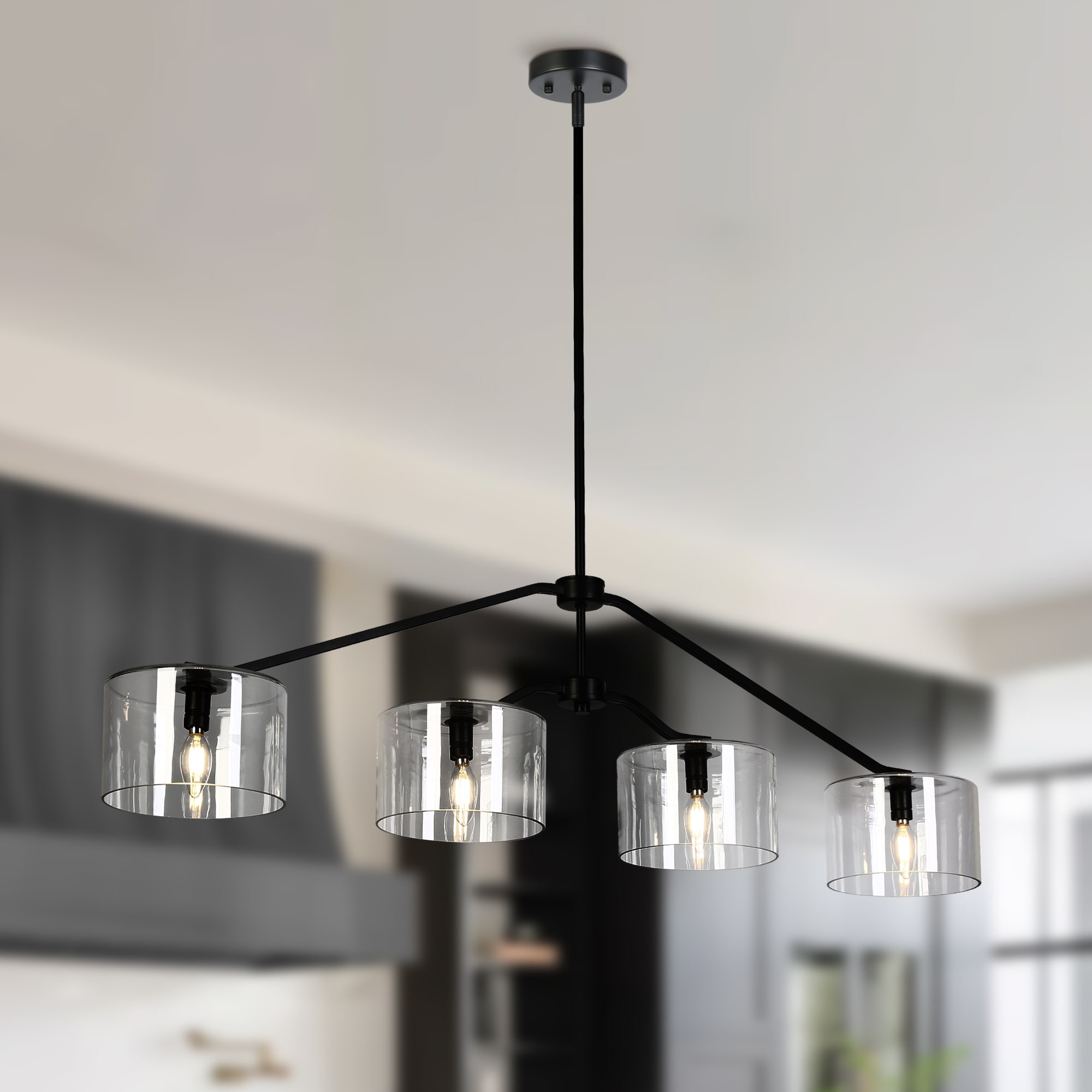 Uolfin I2EEEM-LWS25393-Z9 4 -Light Matte Black Modern/contemporary For Use in Bedrooms, Dining Rooms, Foyers, Kitchens, Living Rooms Chandelier