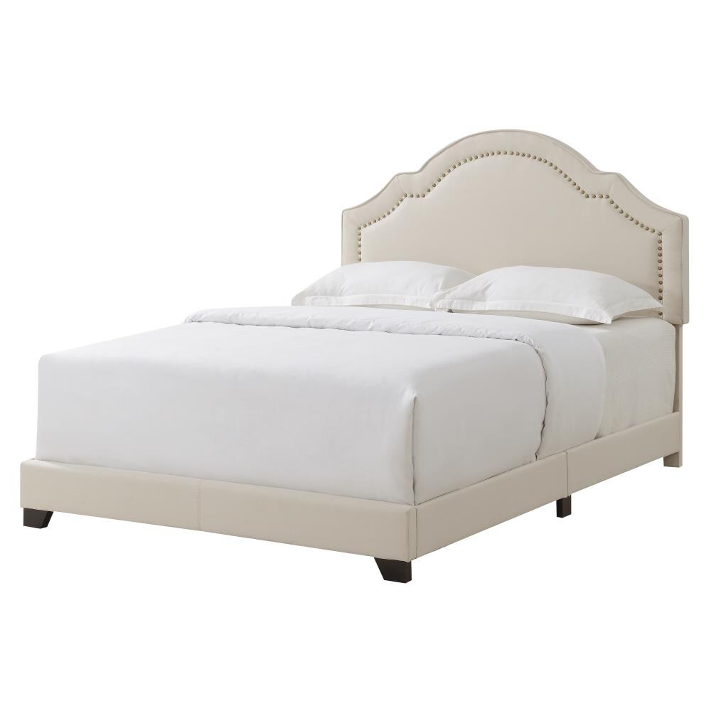 HomeFare Shaped back upholstered king bed in linen beige King ...