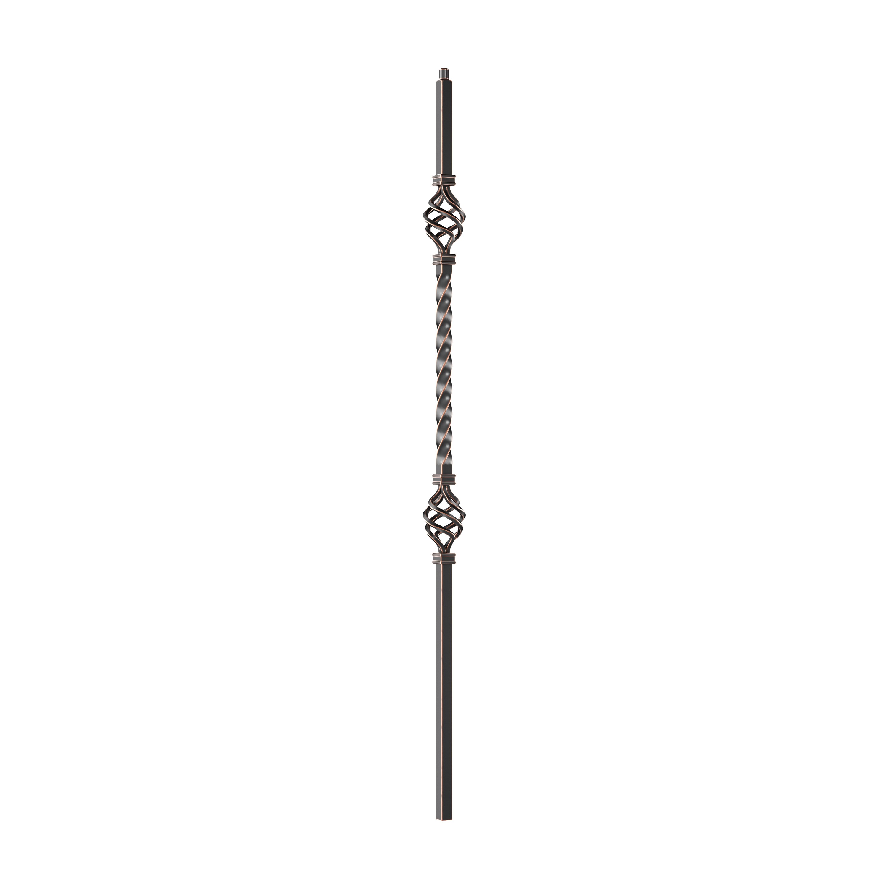 Crown Heritage 4582122RC44 44-in x 2.875-in Rubbed Copper Wrought Iron Pin Top Double Basket Stair Baluster