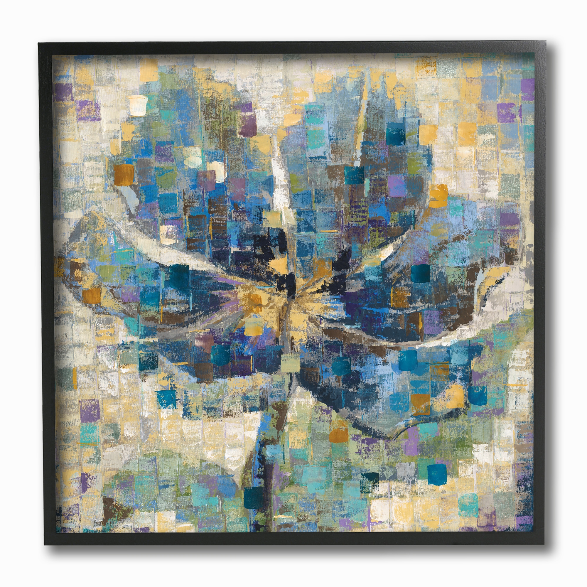 Stupell Industries CCP-168-FR-12X12 Magnolia Grid Squares Third and Wall Framed 12-in H x 12-in W Vintage/Retro Print