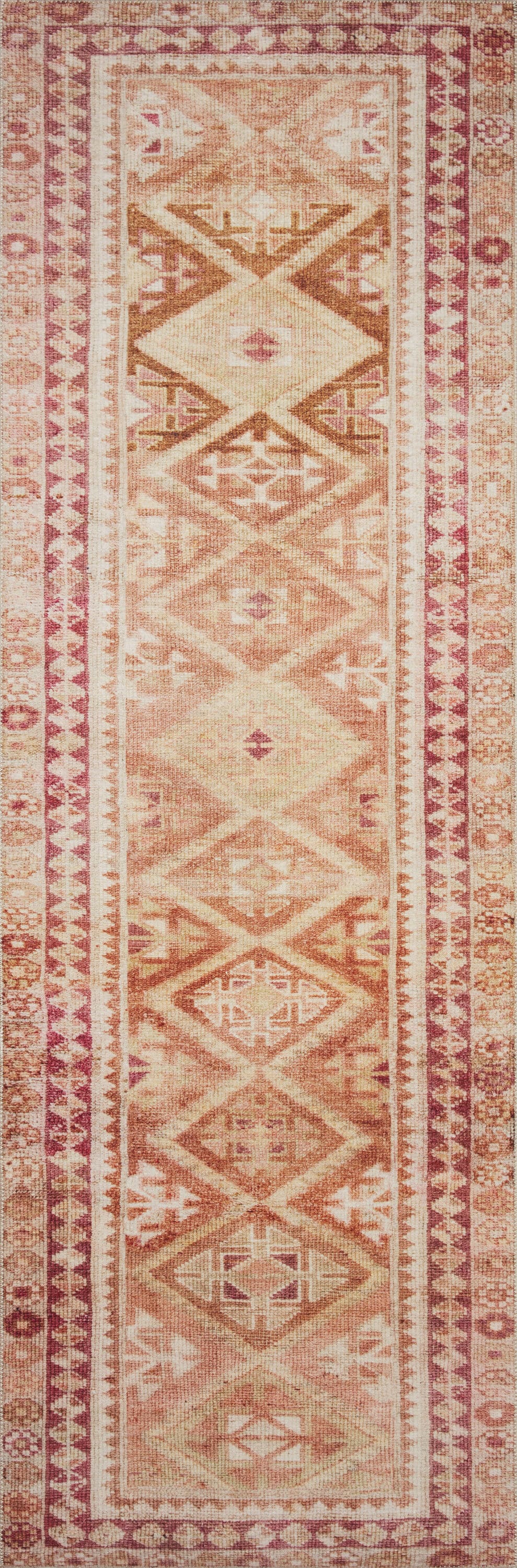 Loloi II LAYLLAY-16NASQ2696 Layla 3 X 10 (ft) Natural / Spice Indoor Distressed/Overdyed Oriental Area Rug