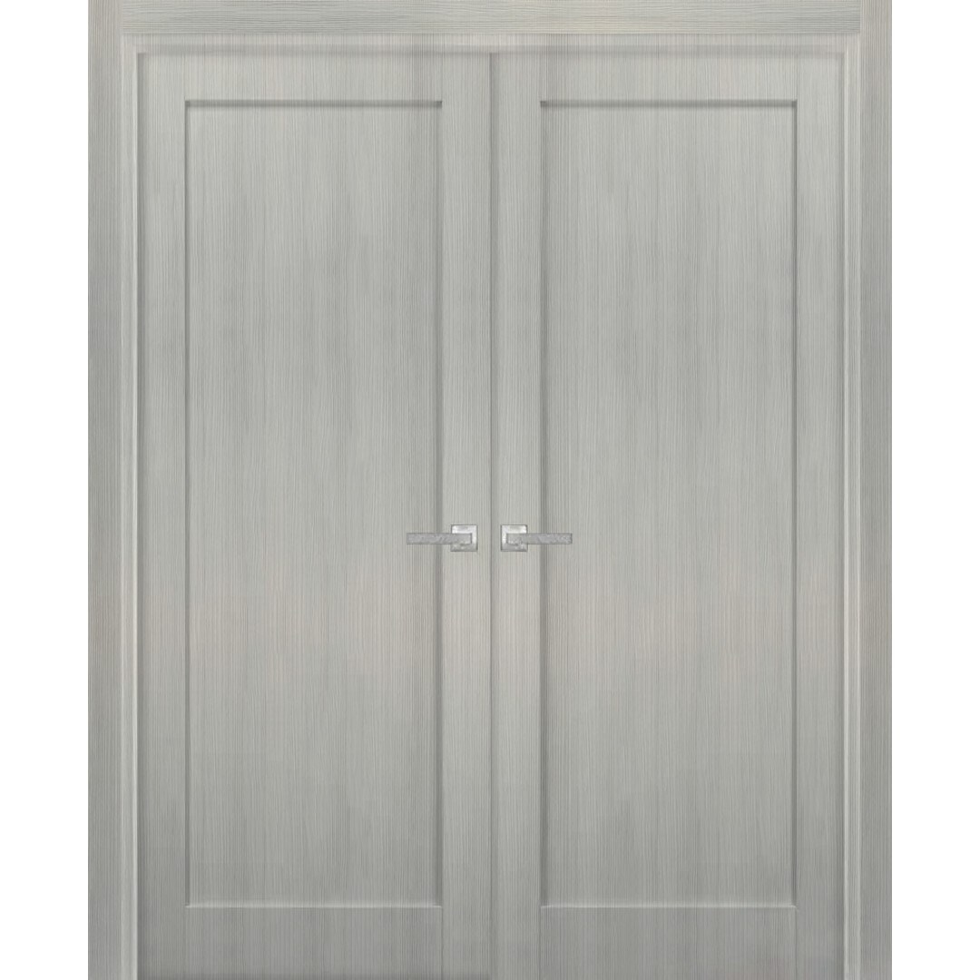 SARTODOORS 4111DD-KS-5696 4111 56-in x 80-in Gray Prefinished Wood Interior French Door (Hardware Included)