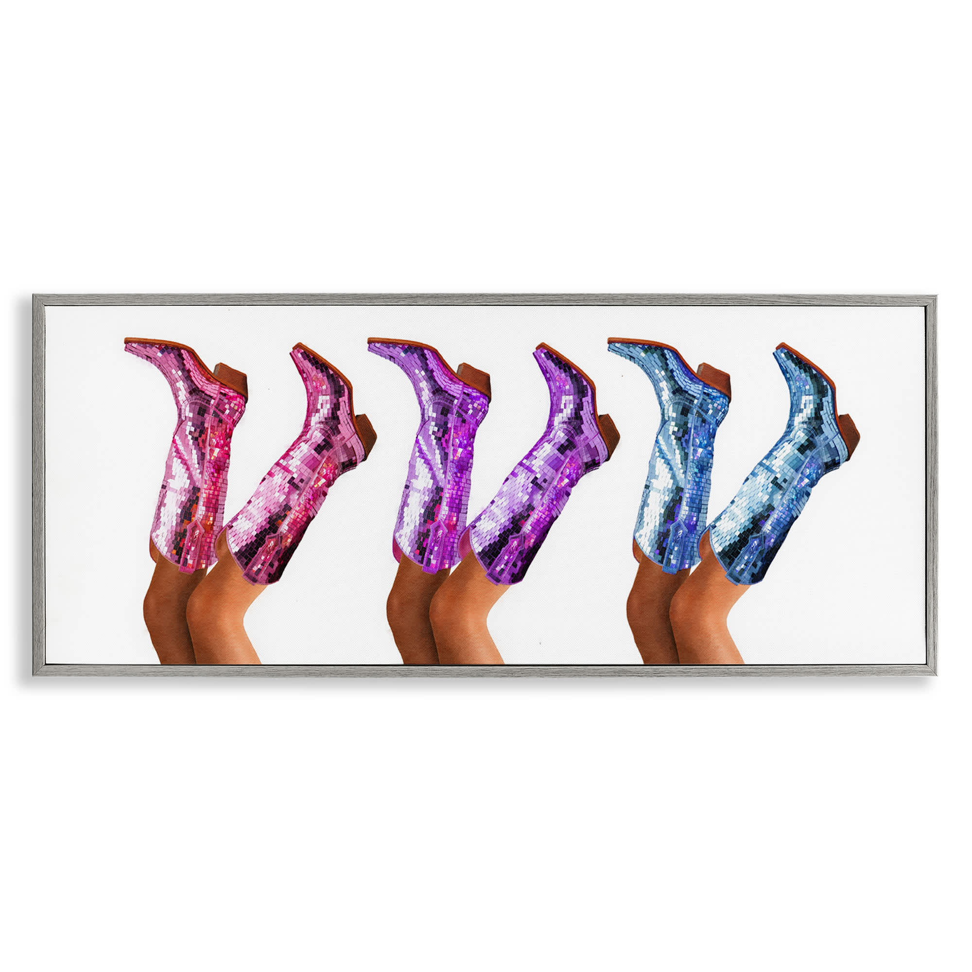 Stupell Industries Trendy Glam Cowgirl Boots Gray Framed Giclee Art By ...