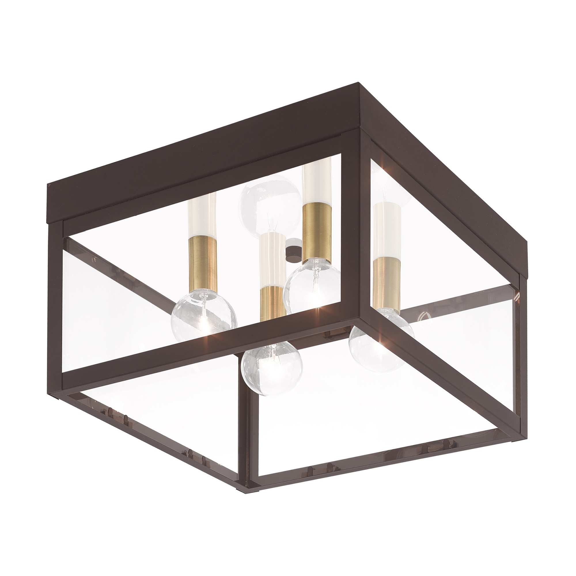 Bronze Nyack Clear Glass 4-Light Outdoor Ceiling Mount