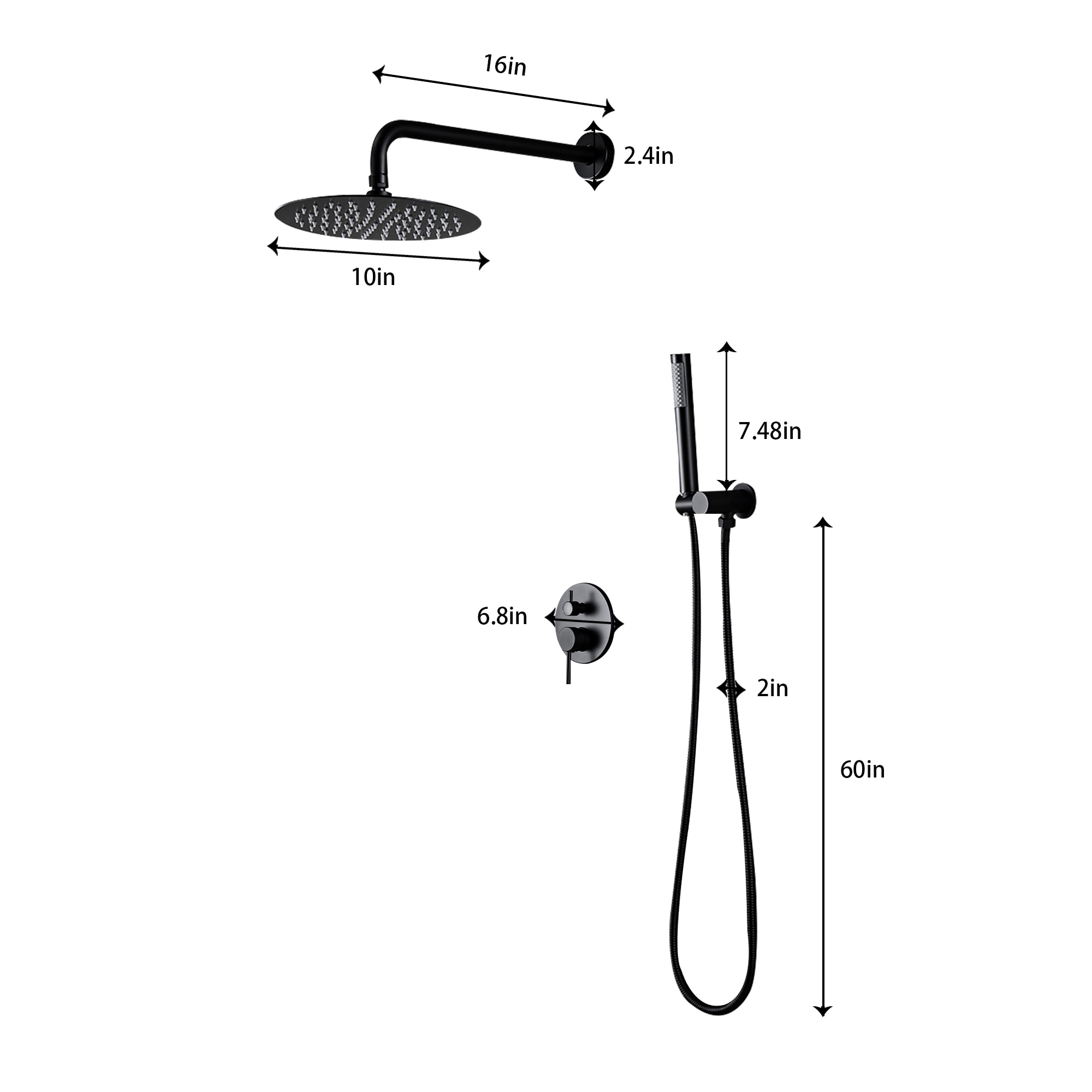 WELLFOR ZQ8001B Showerhead-Bar-Panels - View #7