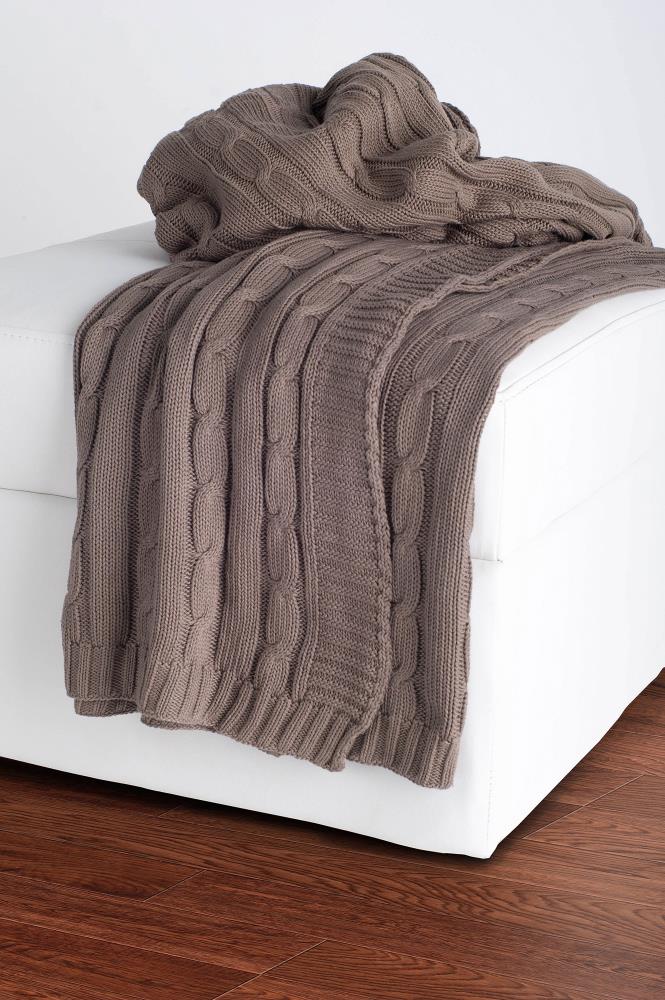 Rizzy Home THRTH0156MO005060 Decorative Blanket Mocha 50-in x 60-in Cotton Throw