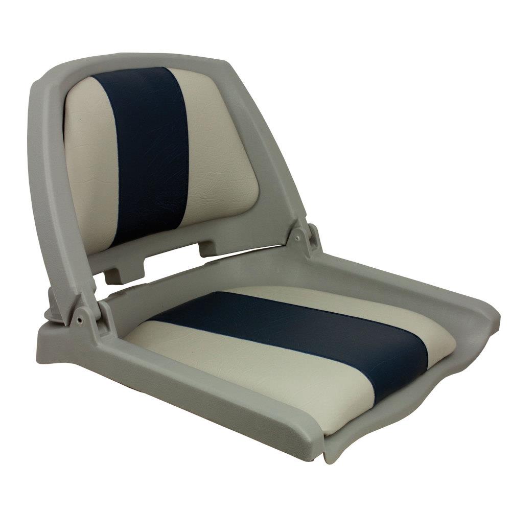 Springfield Marine 1061121-C Traveler Folding Seat- Blue/Gray Upholstery with Gray Shell
